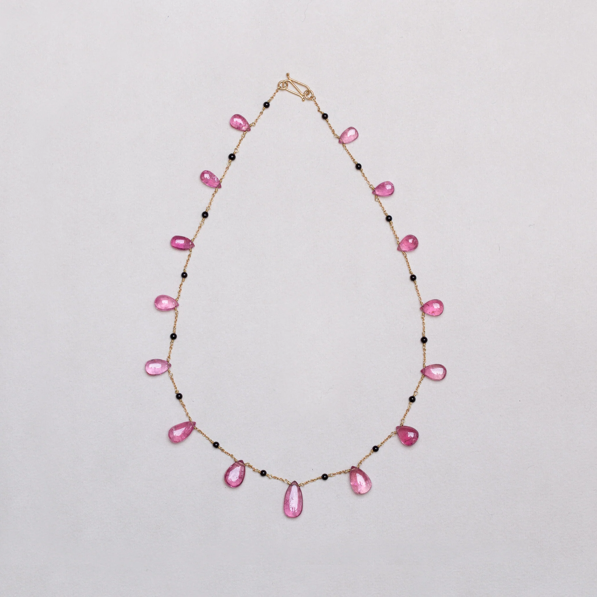 Vintage 18ct Gold Chain Necklace with Pink Quartz