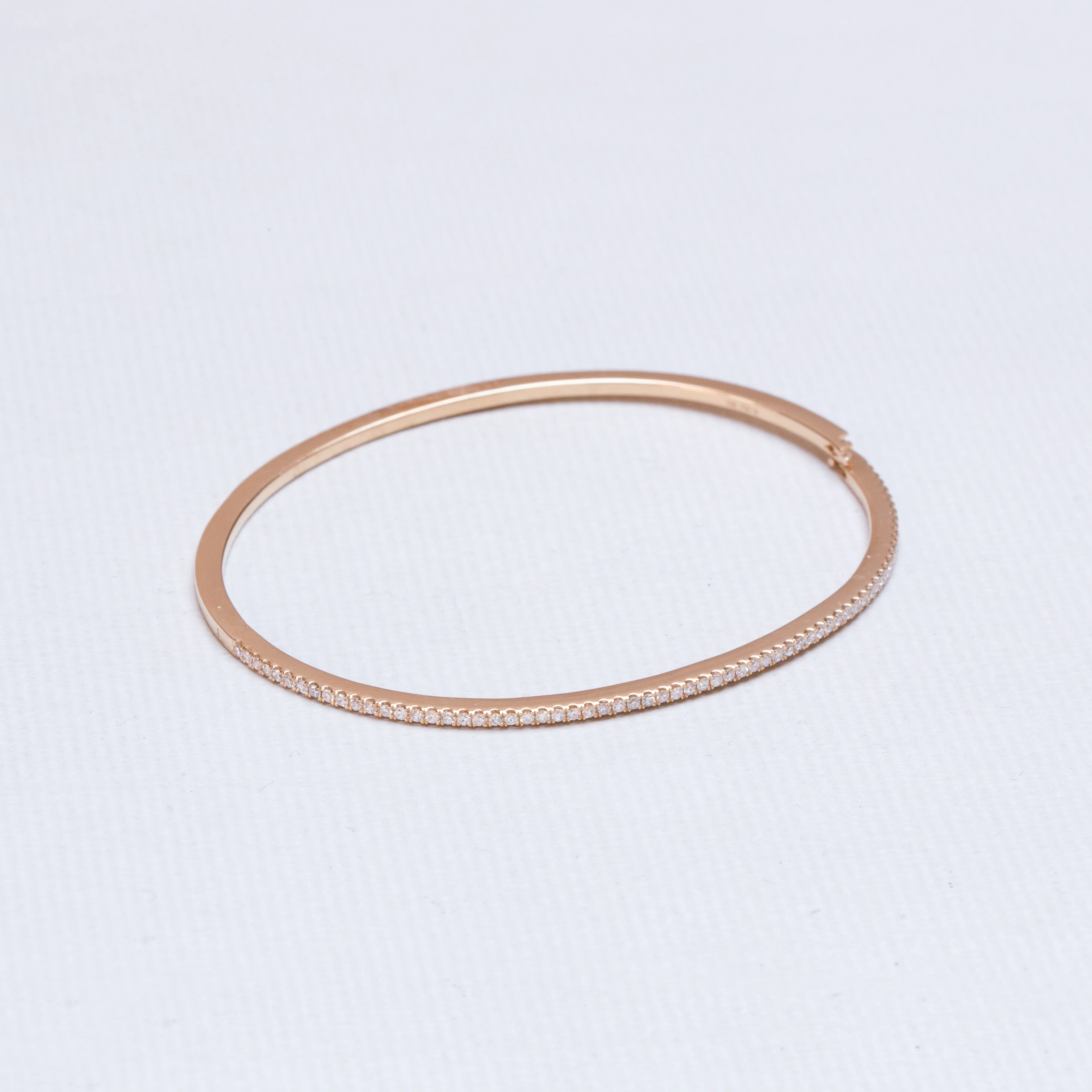 18ct Gold Flat Bangle Bracelet with Diamonds - Image 2