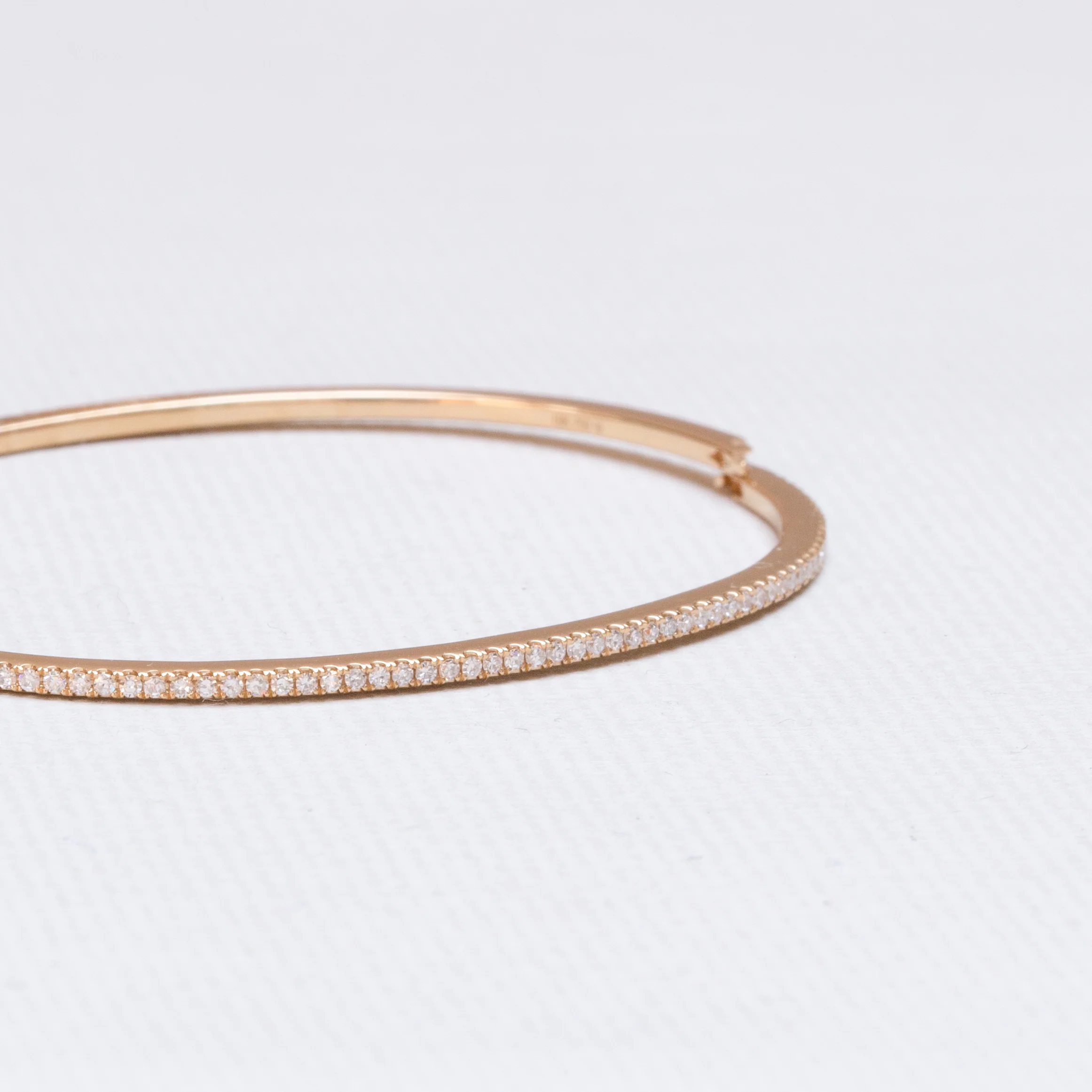 18ct Gold Flat Bangle Bracelet with Diamonds - Image 3
