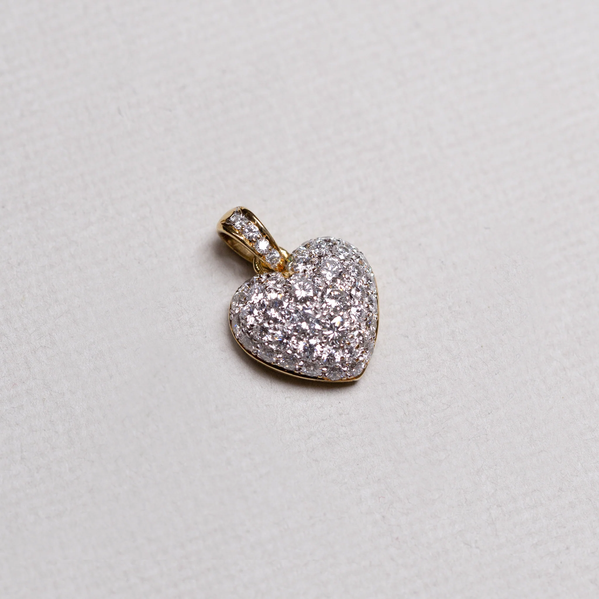18ct Gold Heart Charm Pendant with Diamonds - Image 2