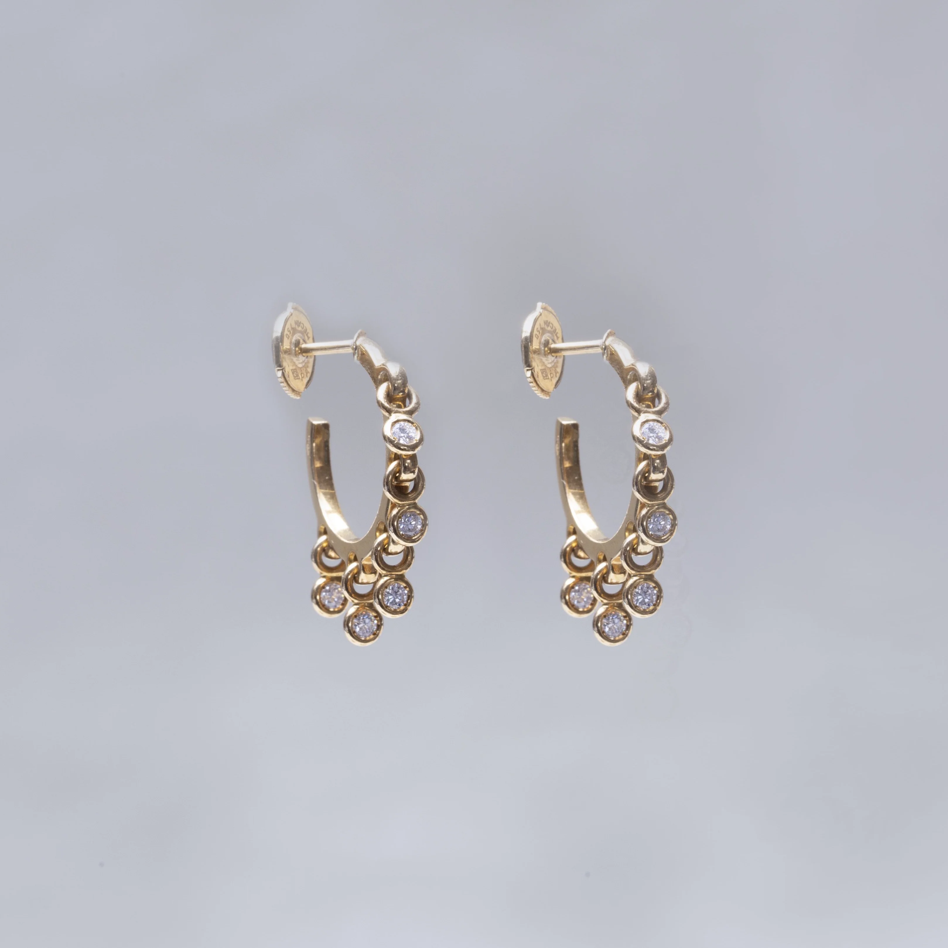18ct Gold Multi Disc Diamond Hoop Earrings