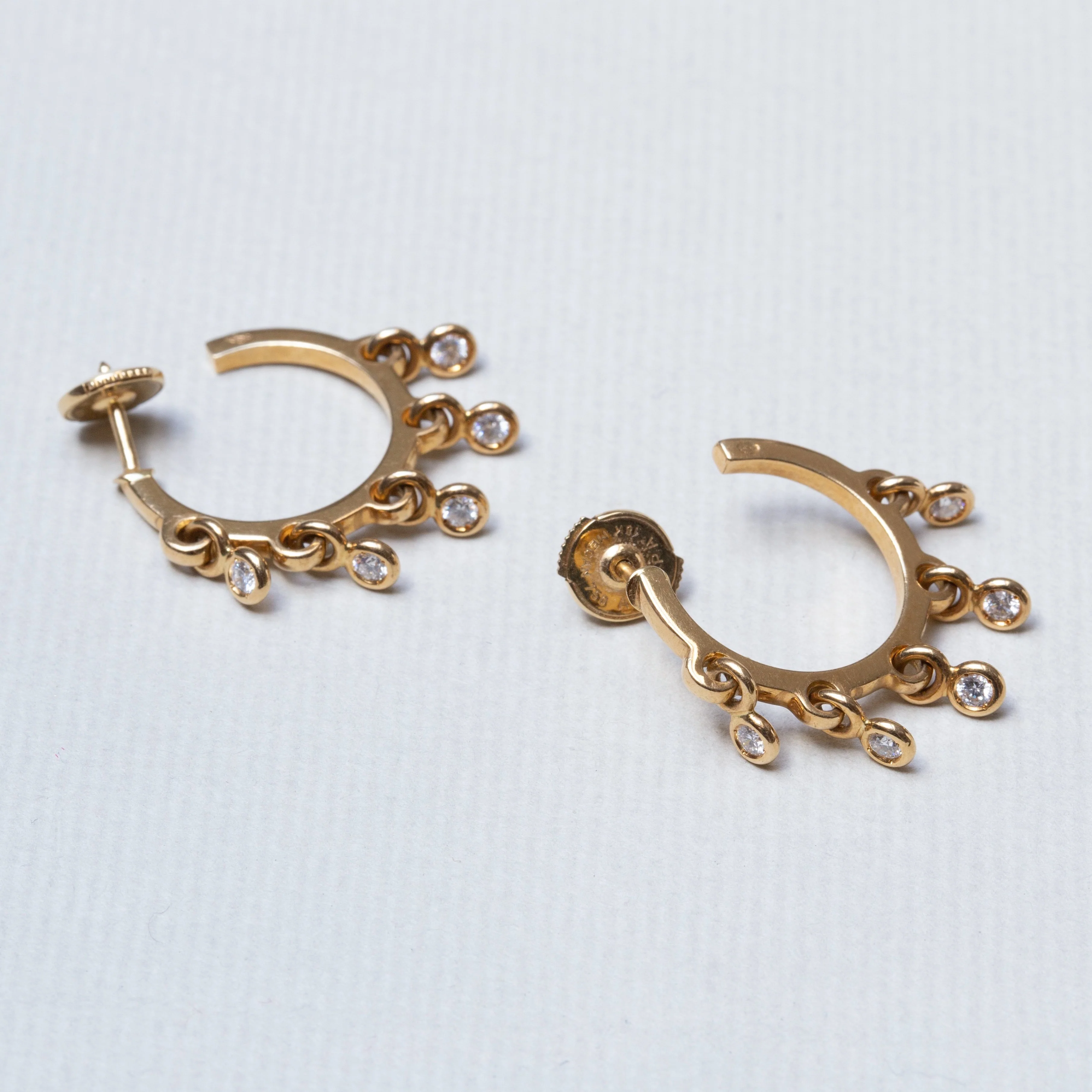 18ct Gold Multi Disc Diamond Hoop Earrings - Image 4