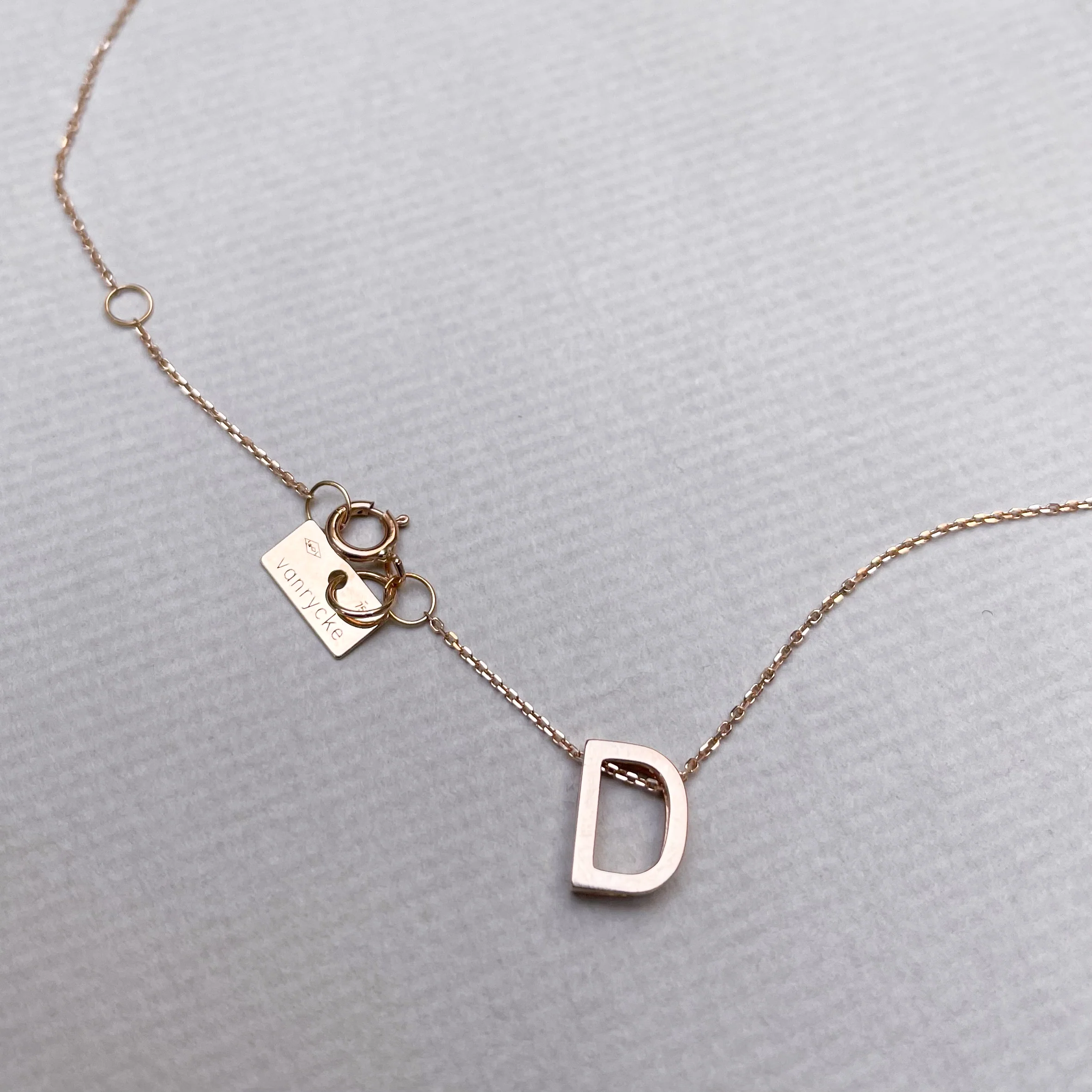 18ct Rose Gold Alphabet Necklace - D - Image 2