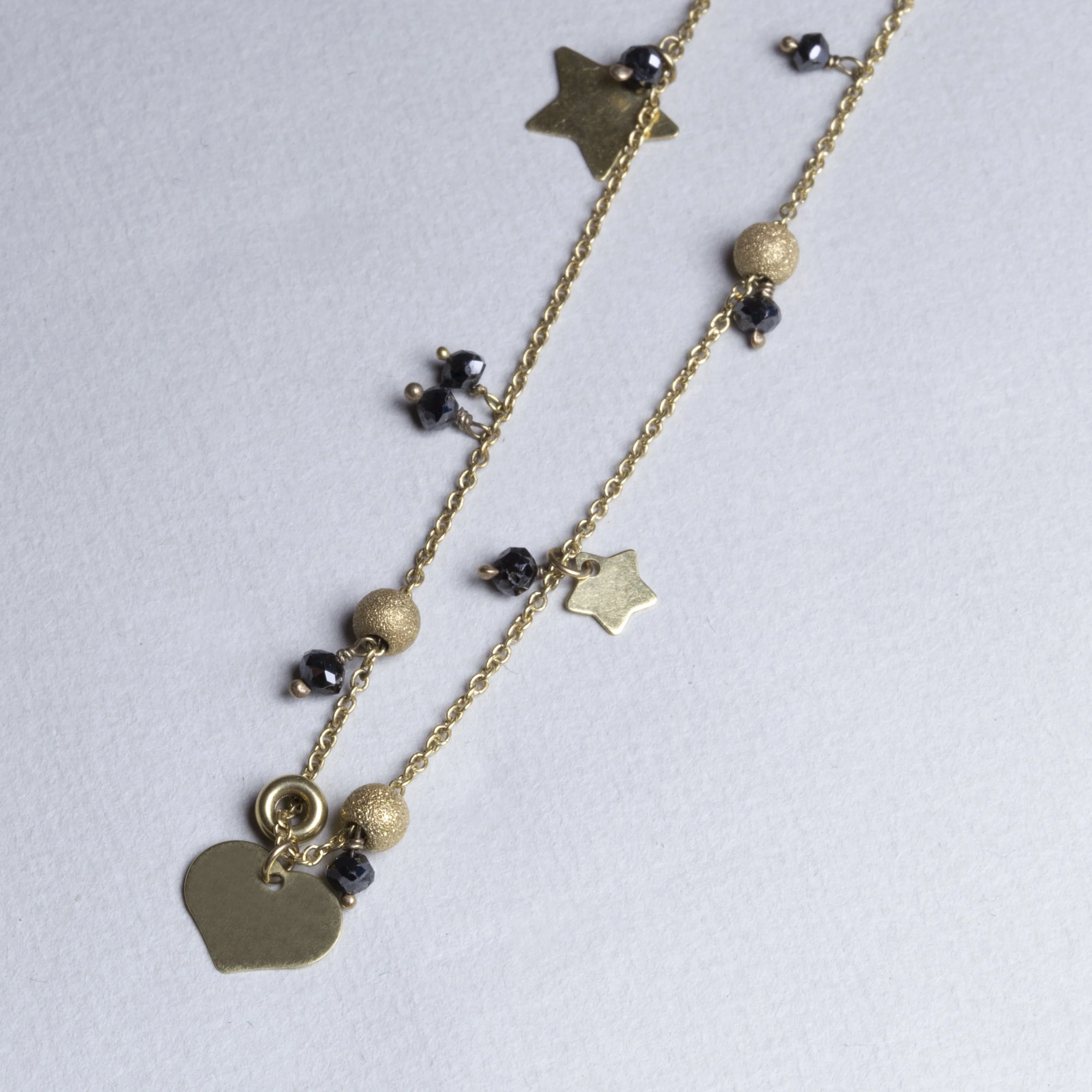 Vintage 22ct Gold Planet Necklace with Black Diamond Beads - Image 2
