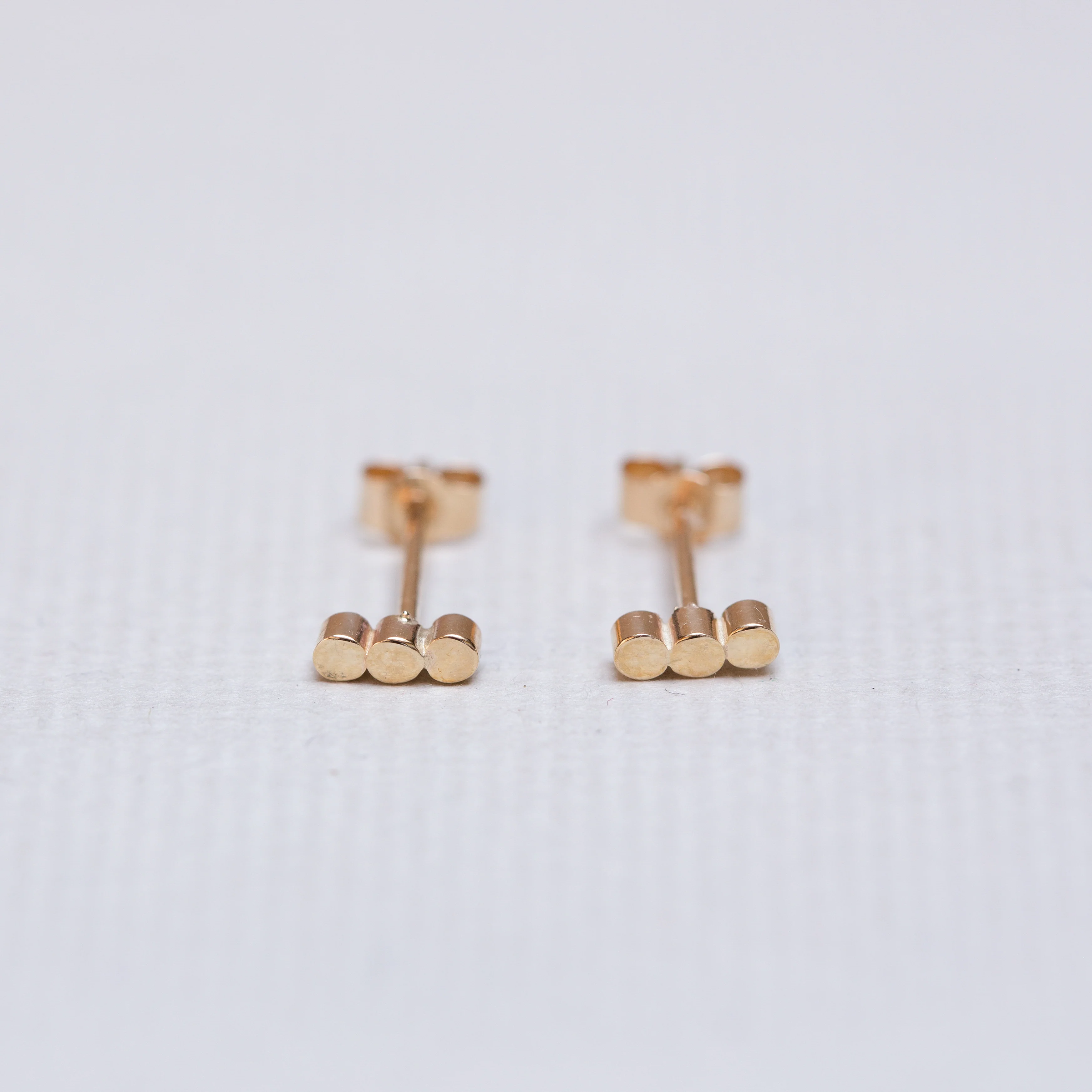 9ct Gold Three Dots Stud Earrings