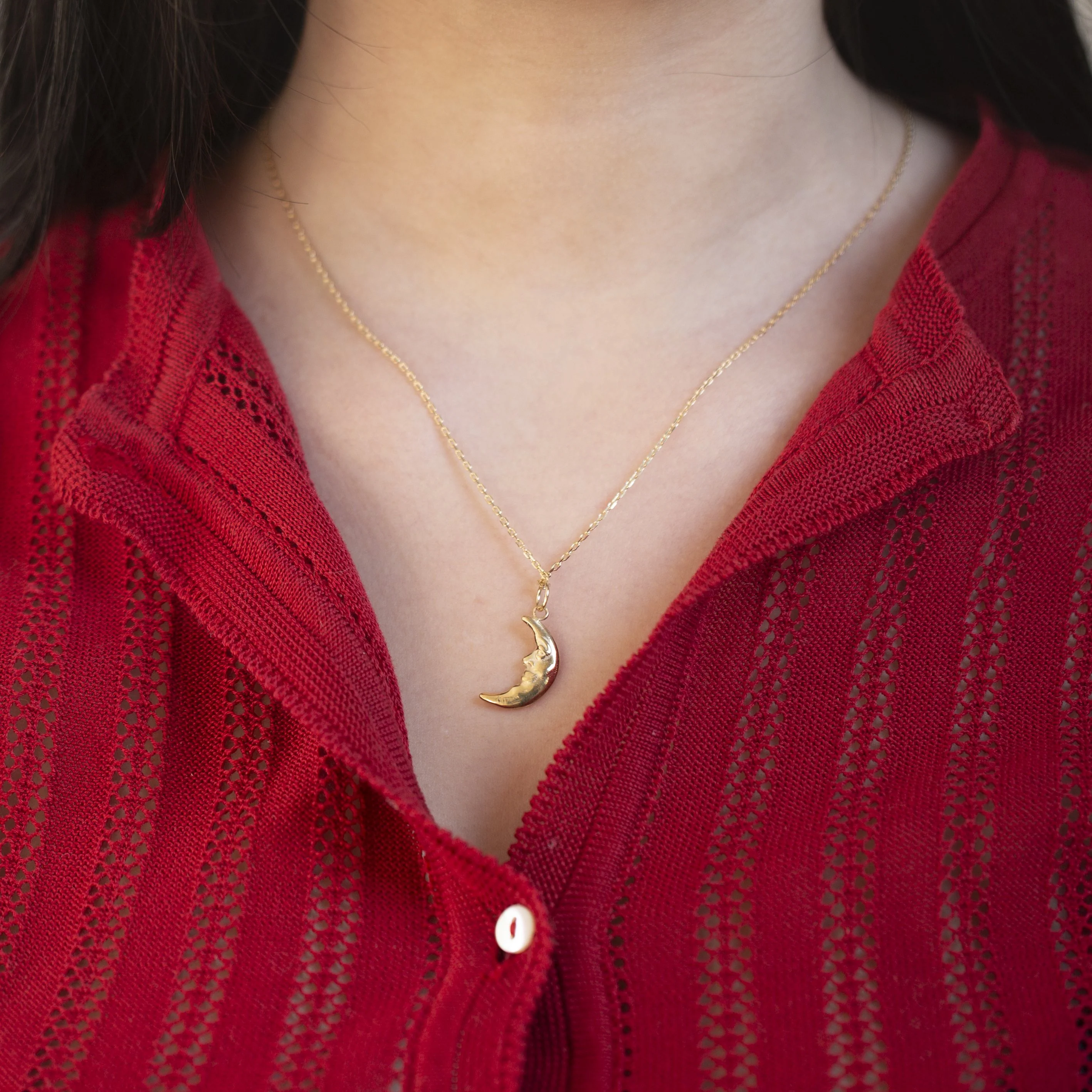 9ct Gold Man-in-the-Moon Pendant Charm - Image 2