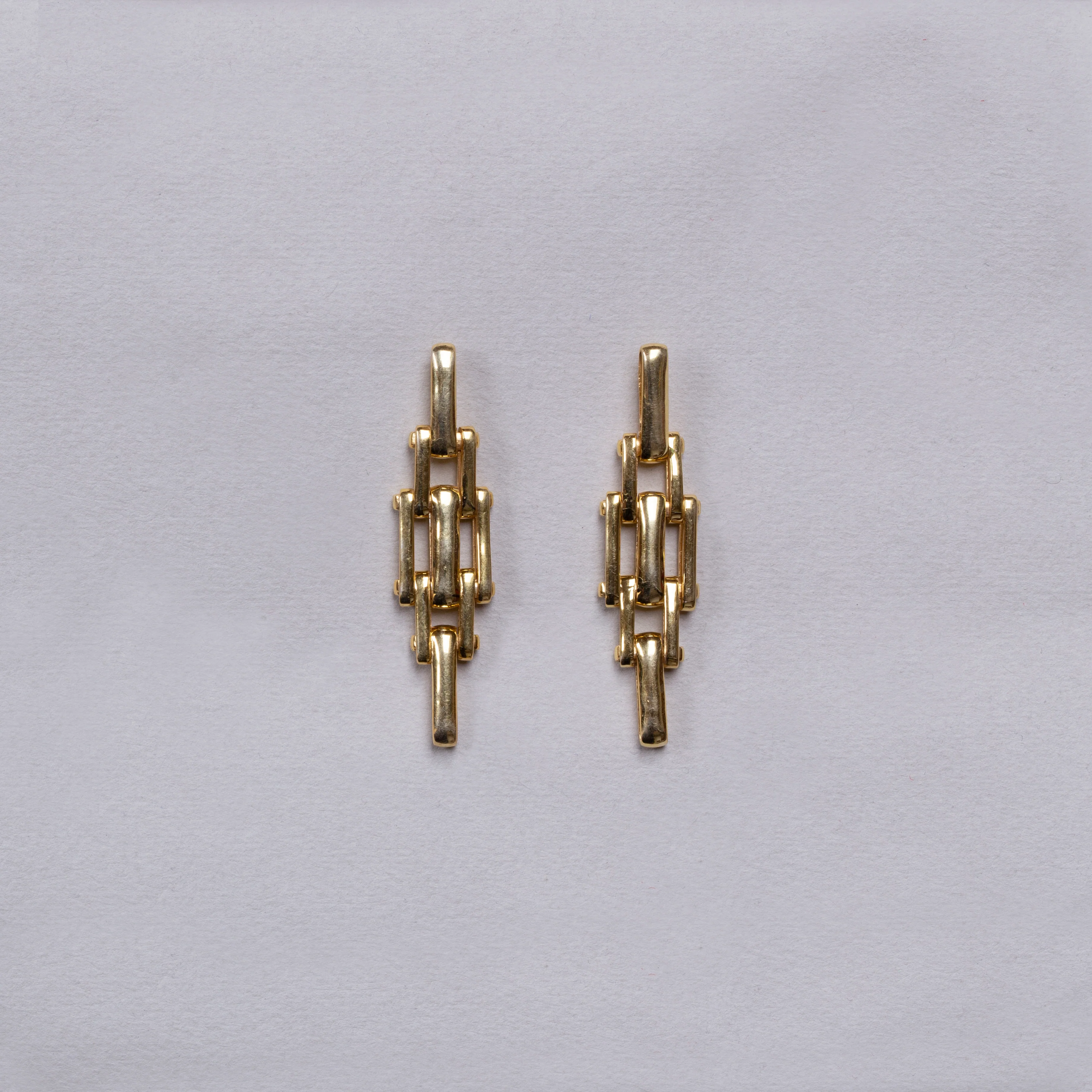 18ct Gold Plated Chain Stud Earrings - Image 3
