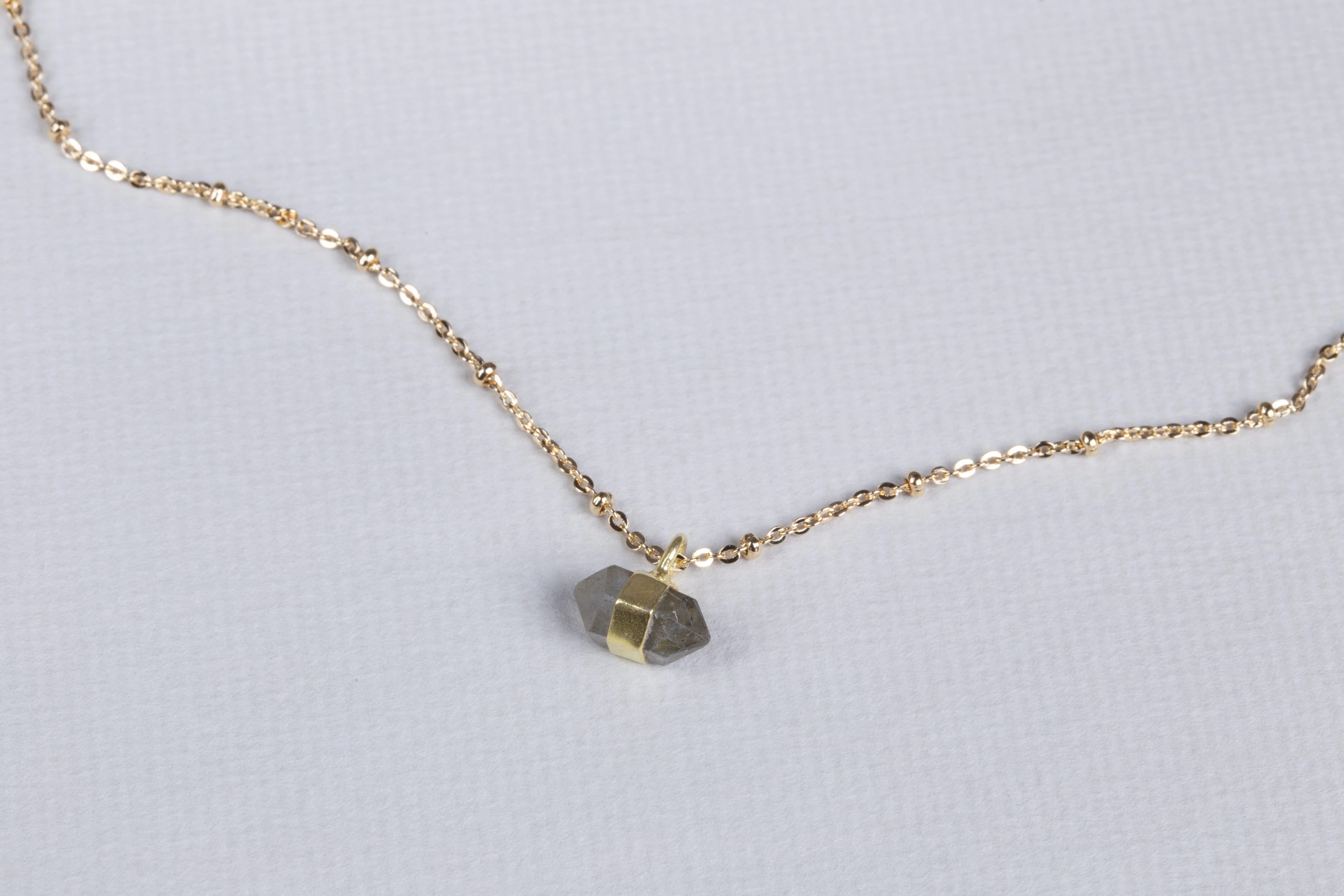 Gold Chain Necklace with Labradorite - Image 3