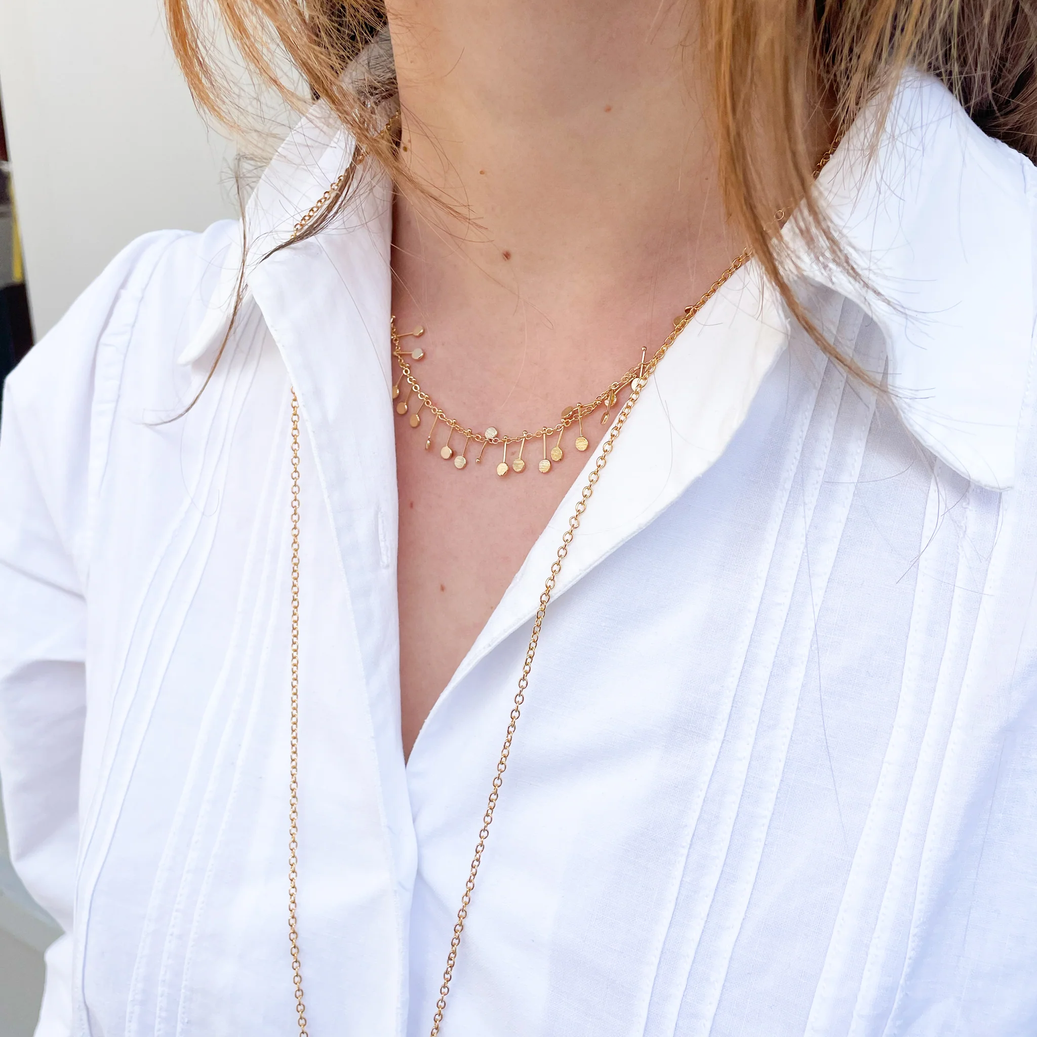 Brass Multi Dot Disc Necklace - Image 2