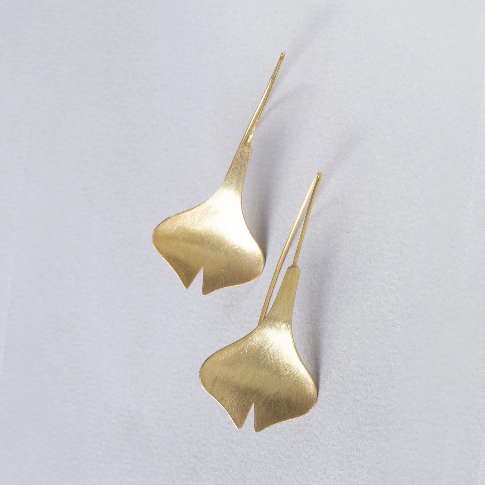 Brushed Gold Tulip Drop Earrings - Image 2