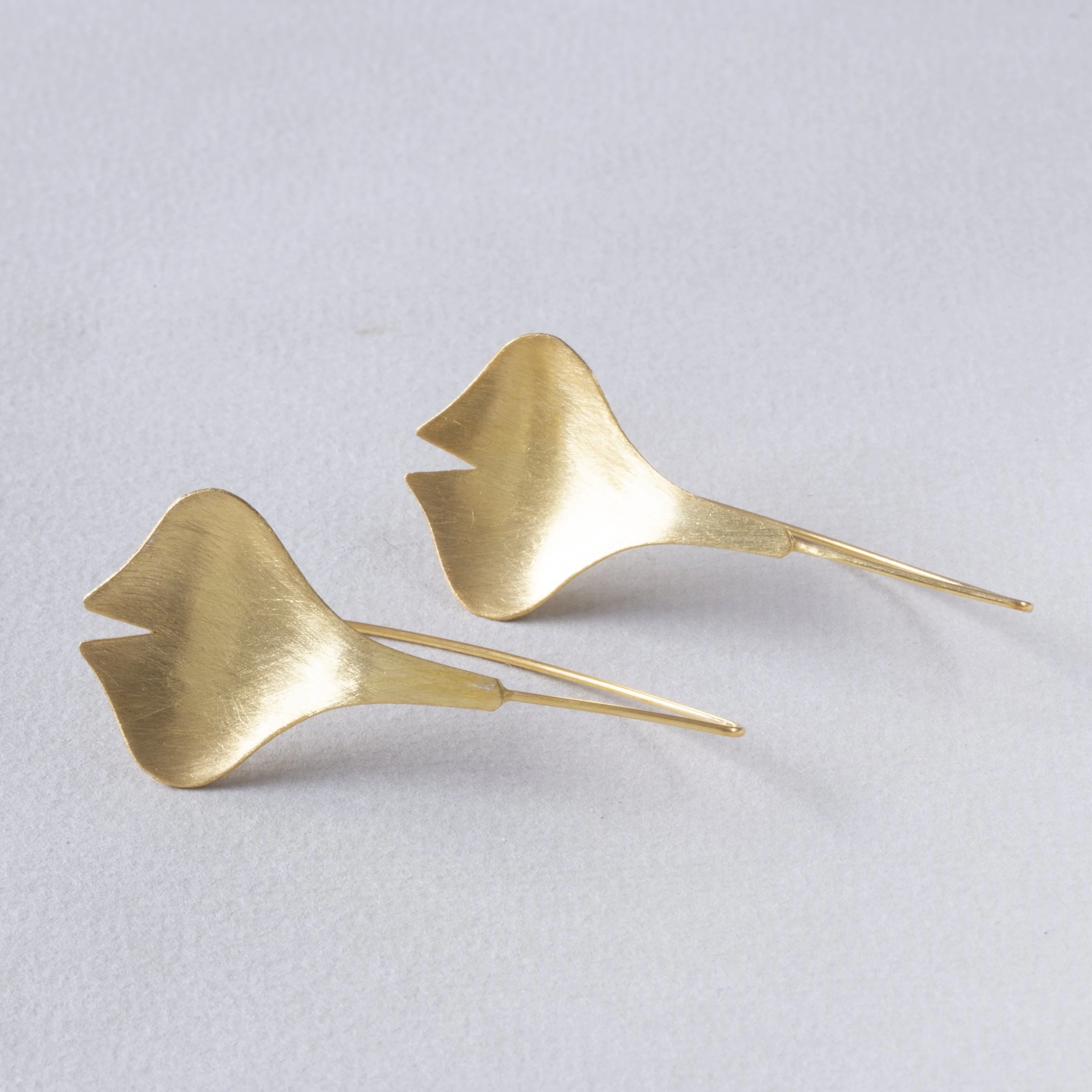 Brushed Gold Tulip Drop Earrings - Image 5