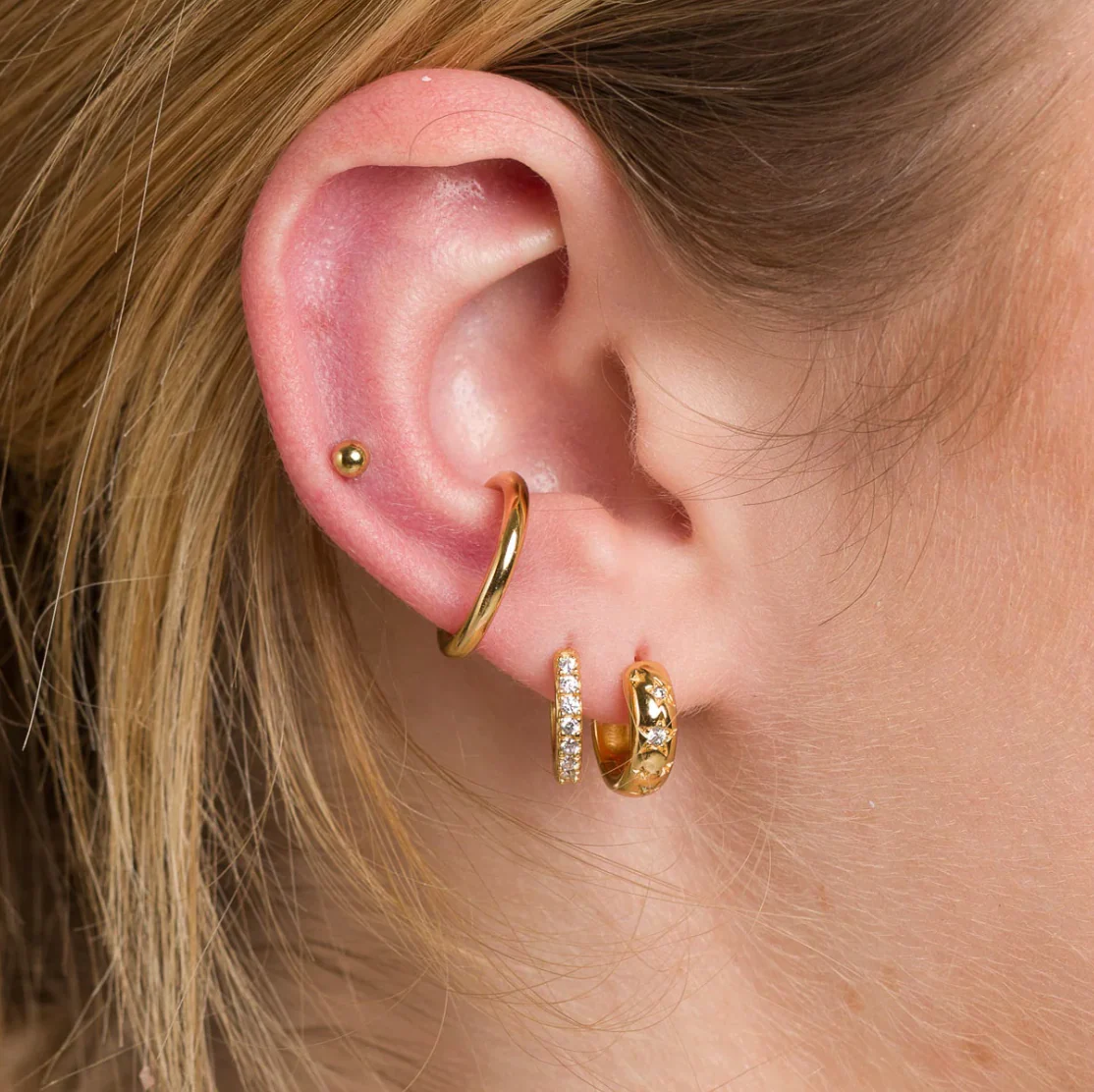 Celestial Chunky Huggie Hoop Earrings - Image 2