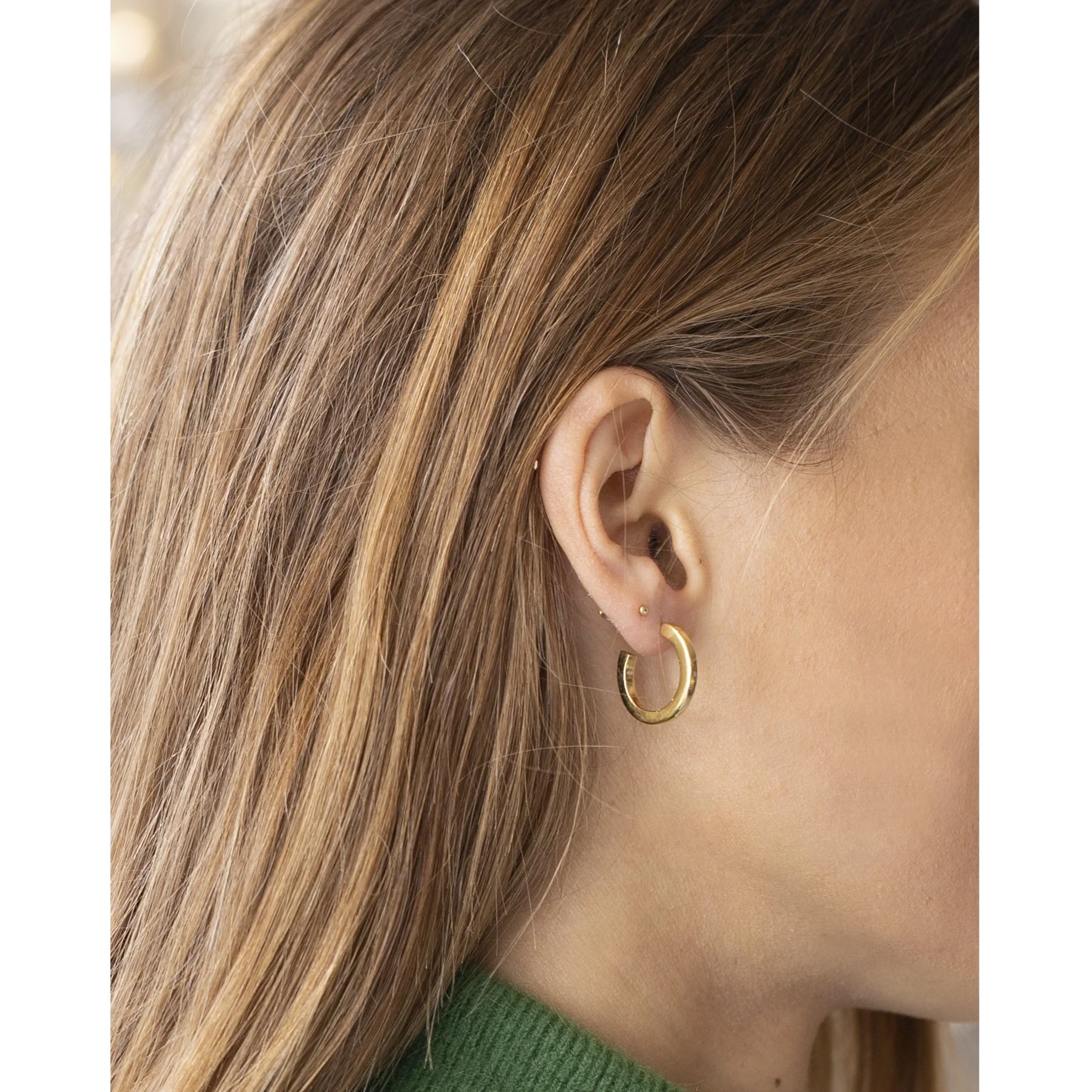 Gold Plated Chunky Hoop Earrings - Image 3