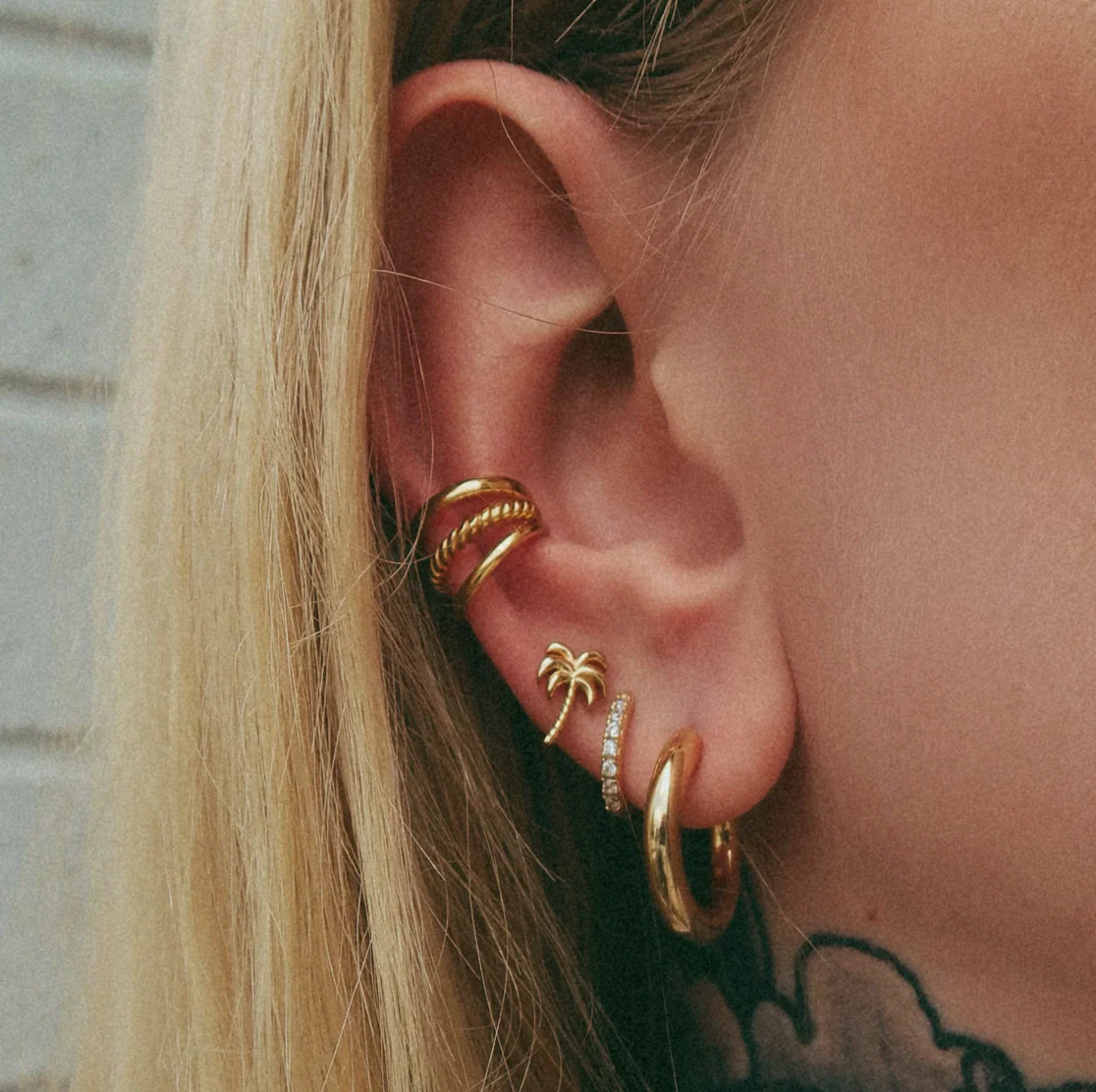 Chunky Hoop Stud Earrings - Image 2