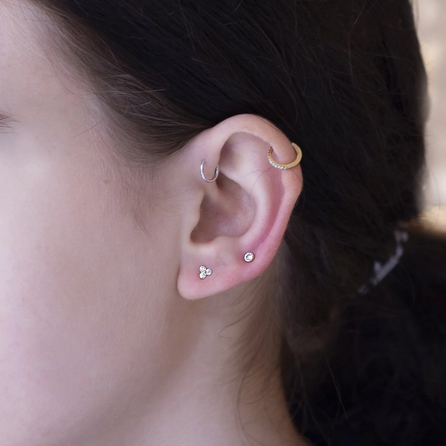 Crystal Triangle Stud Earrings - Image 3