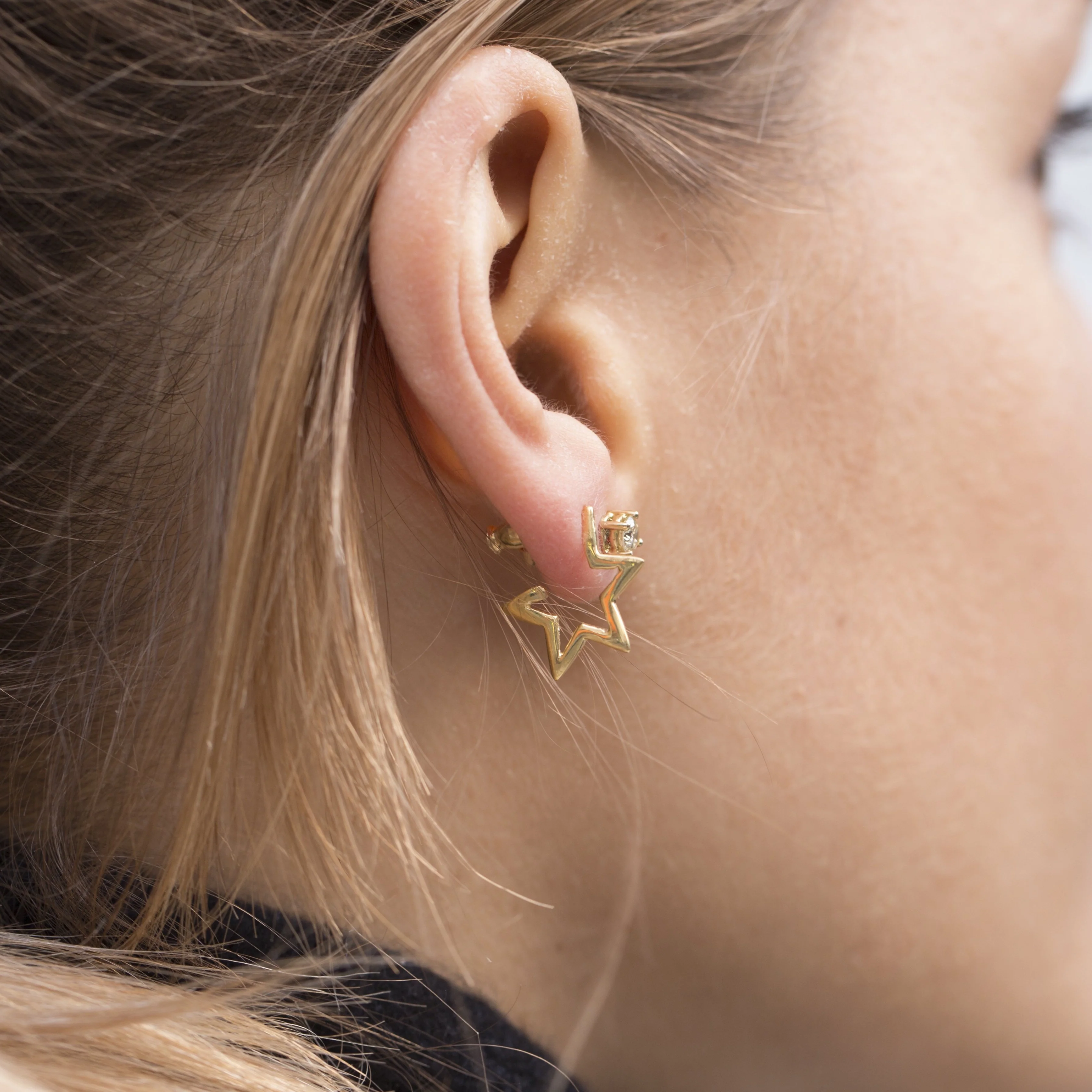 Crystallised Star Hoop Earrings - Image 2