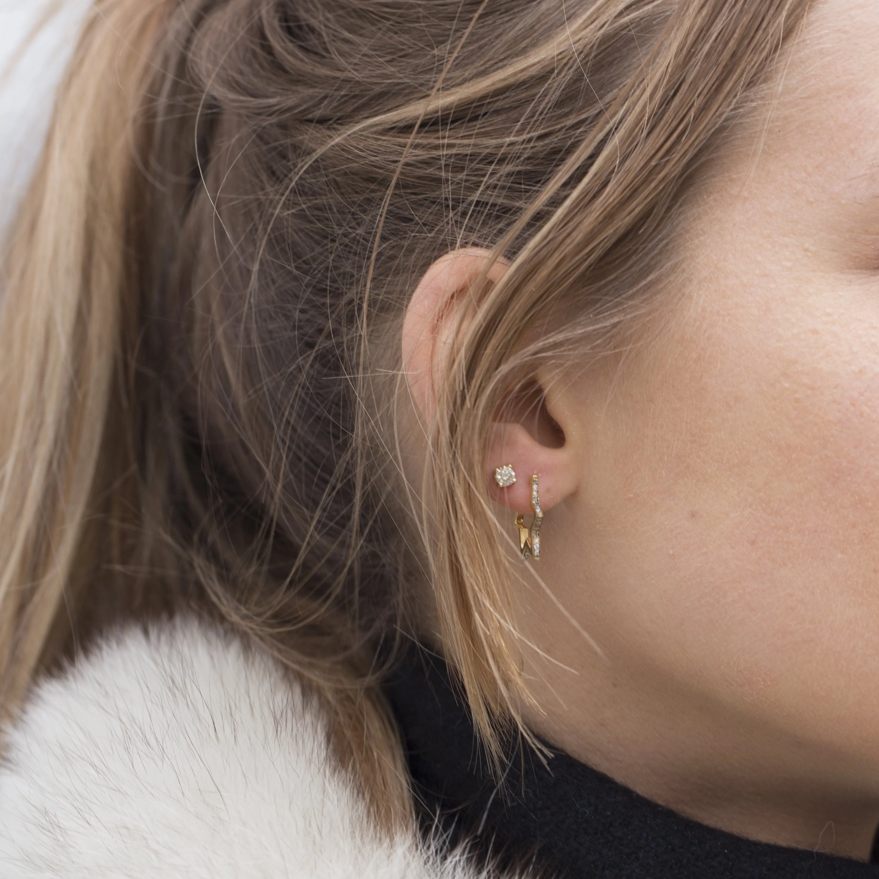 Crystallised Star Hoop Earrings - Image 4