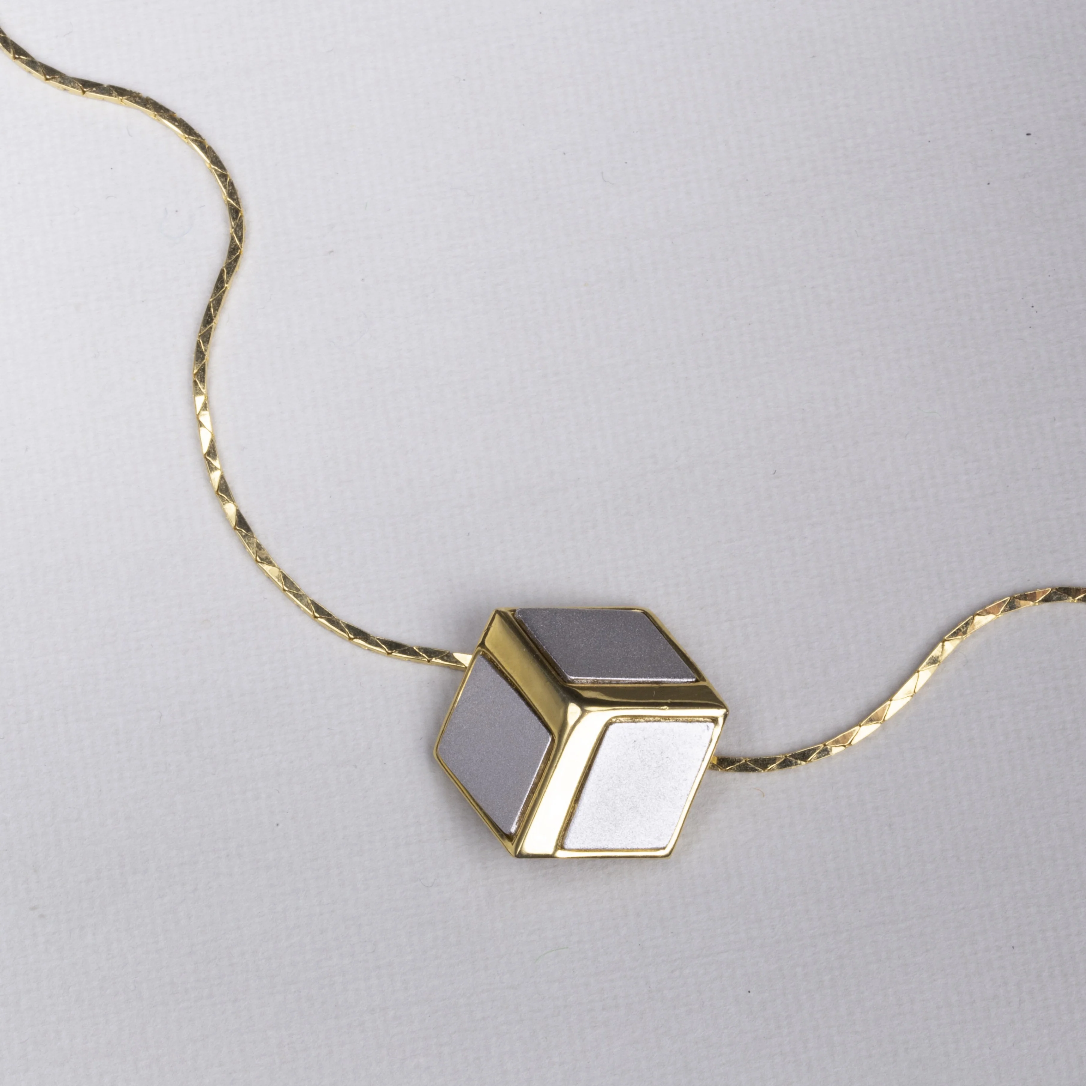 Vintage Gold Cube Necklace - Image 2