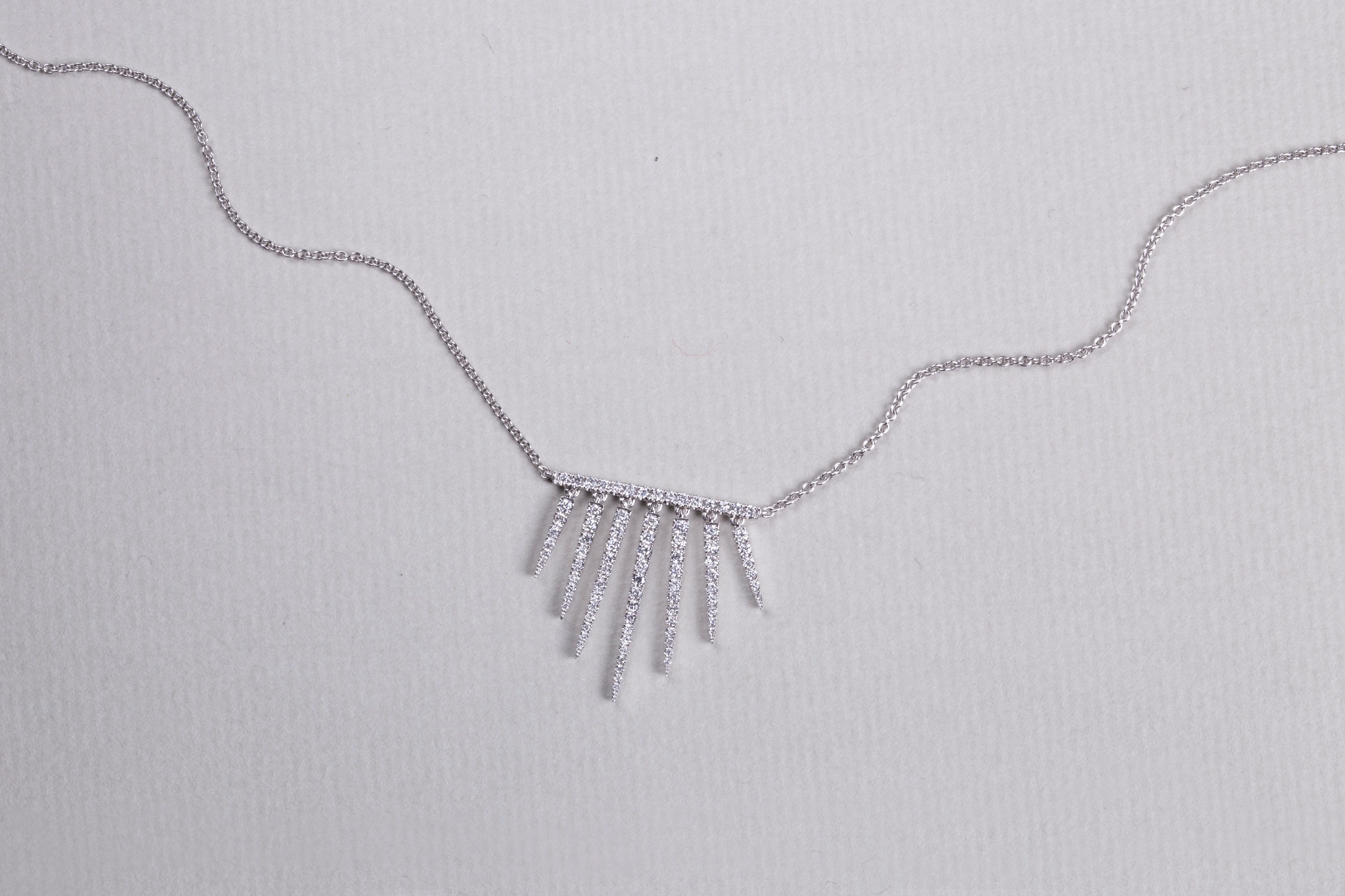 Line Bar Dangling Diamond Necklace - Image 4