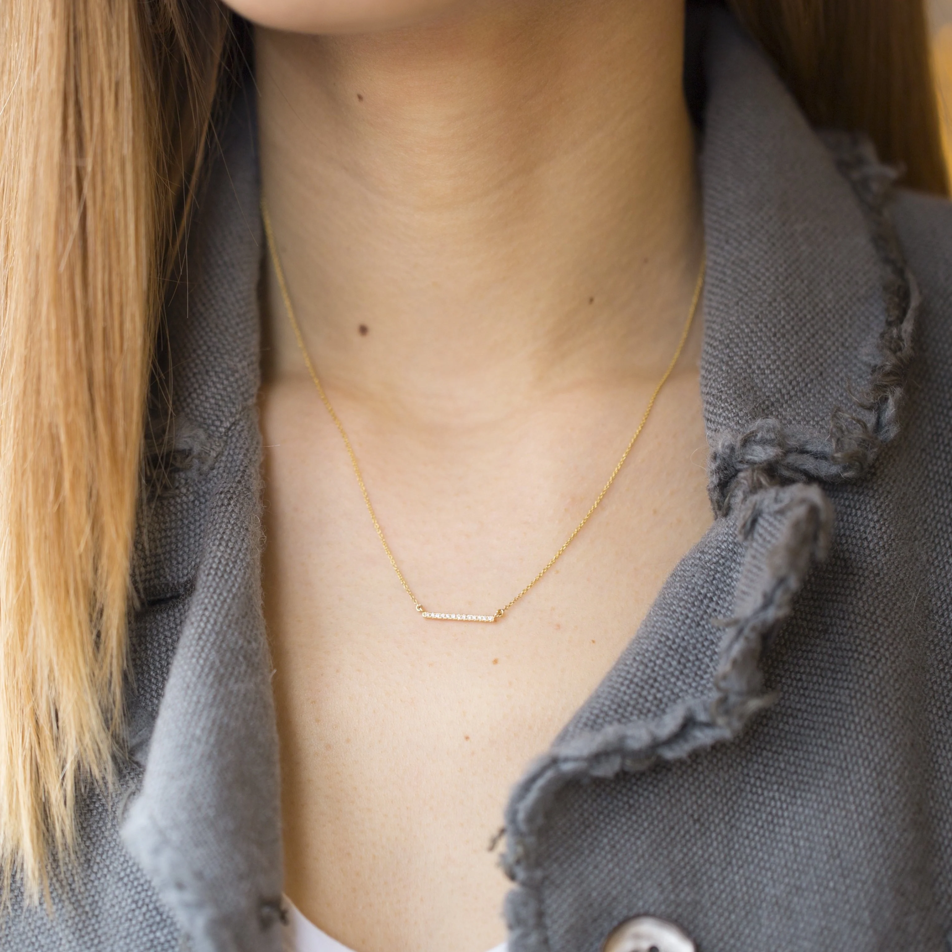 Linear Bar Diamond Necklace - Image 2