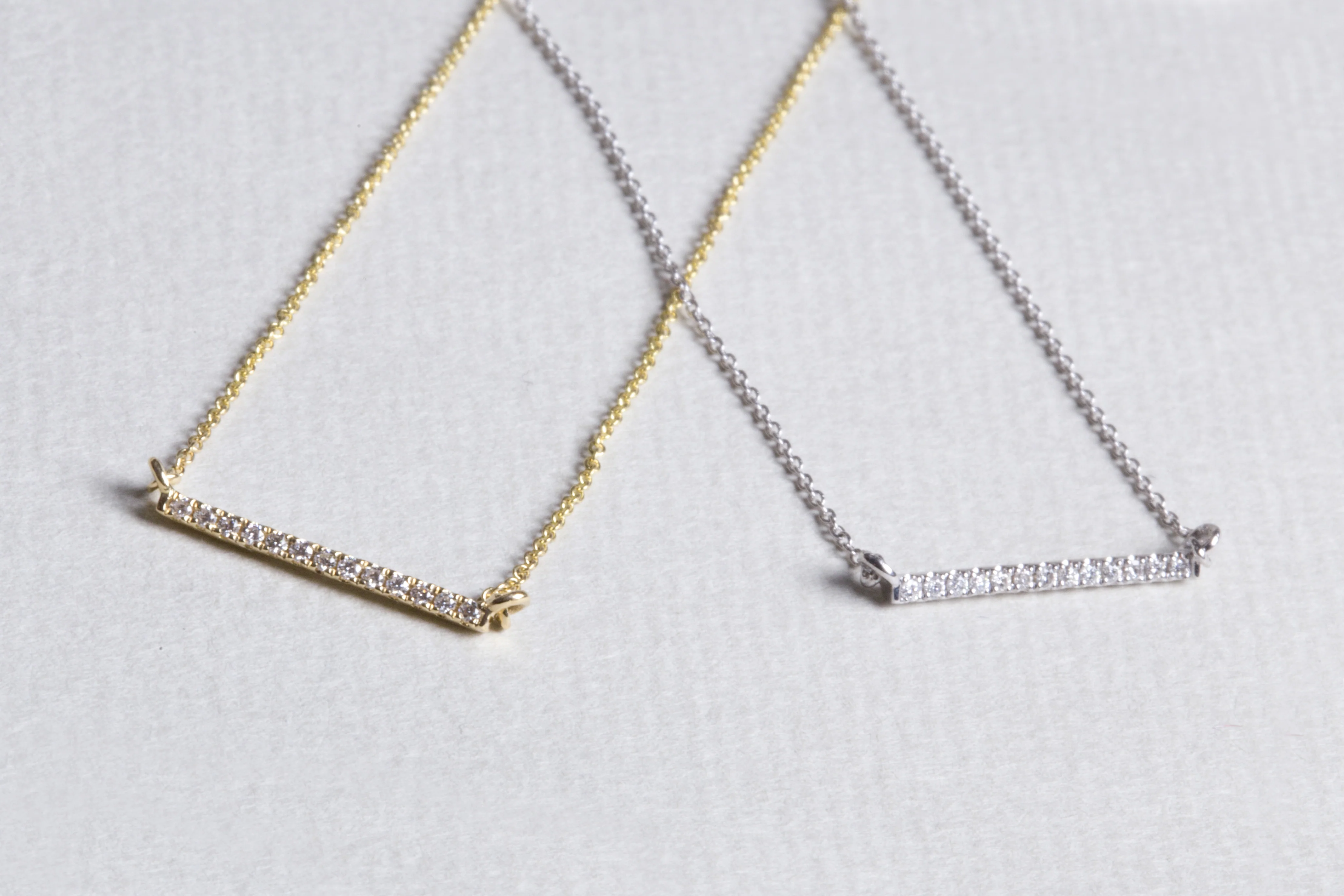 Linear Bar Diamond Necklace - Image 3