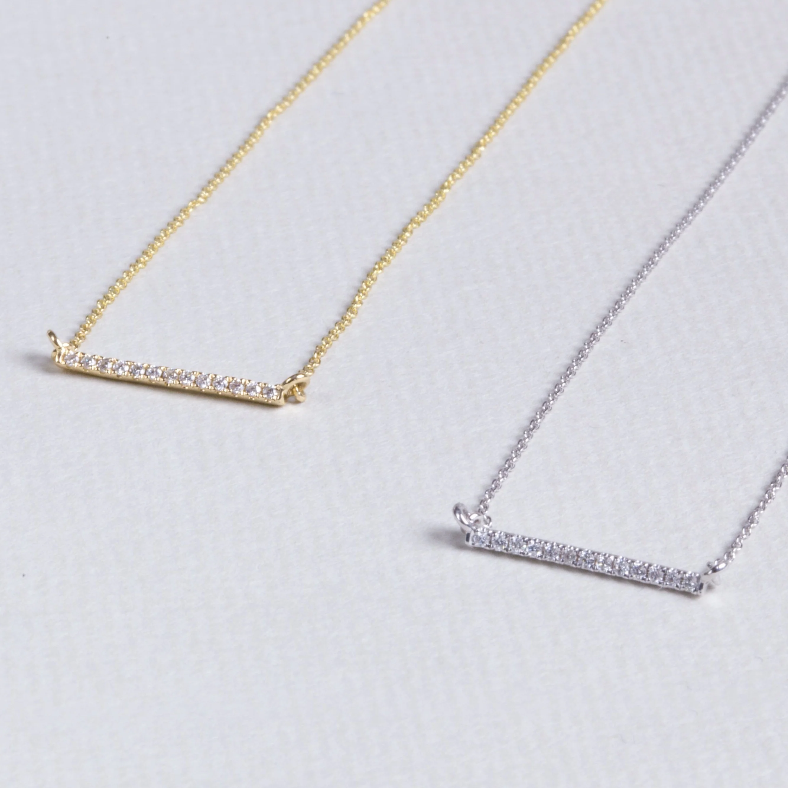Linear Bar Diamond Necklace - Image 4