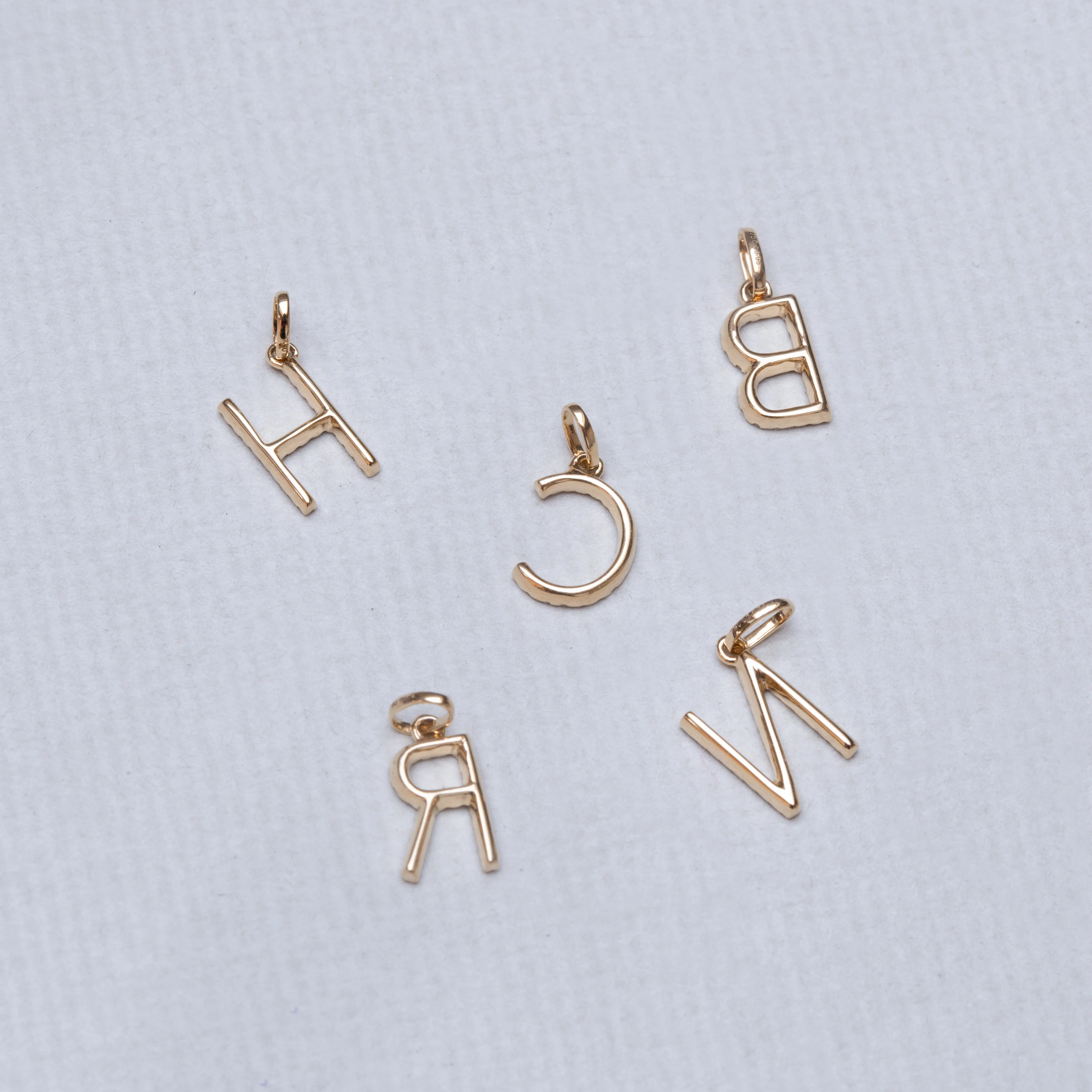 Diamond Letter Pendant on Yellow and White Gold - Image 4