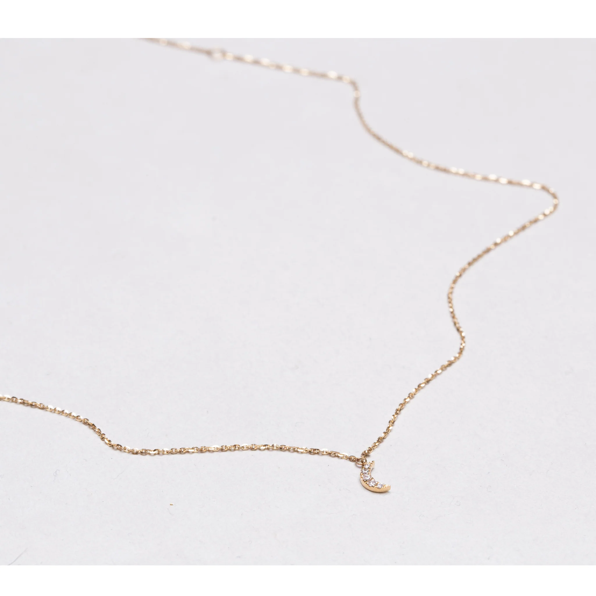 18ct Gold Diamond Crescent Moon Necklace