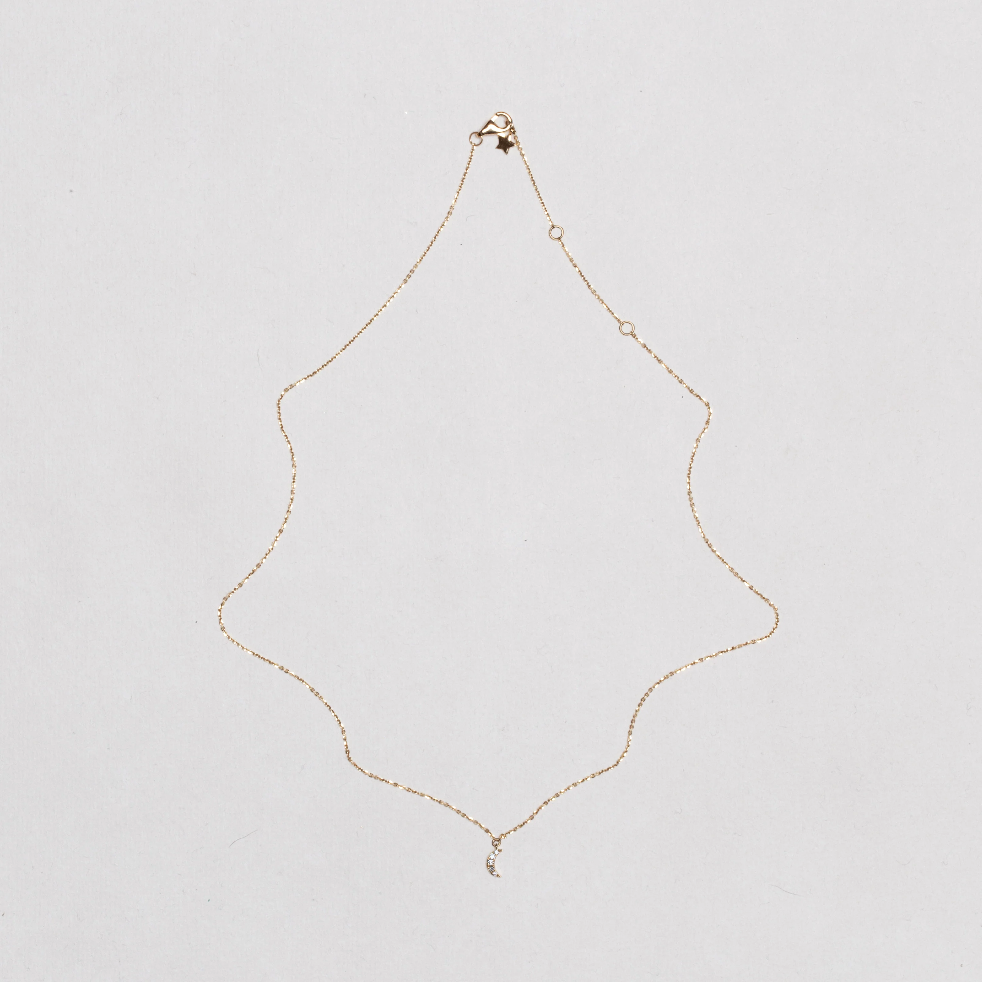 18ct Gold Diamond Crescent Moon Necklace - Image 3