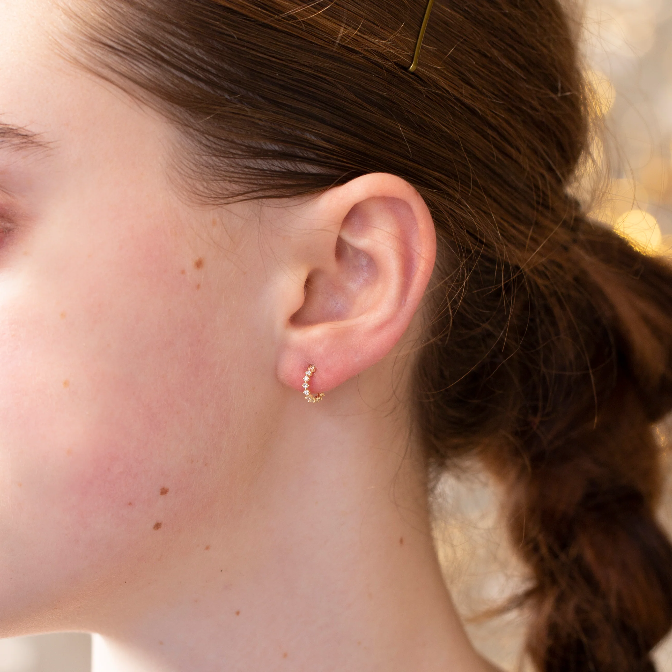 Open Hoop Diamond Earrings - Image 2