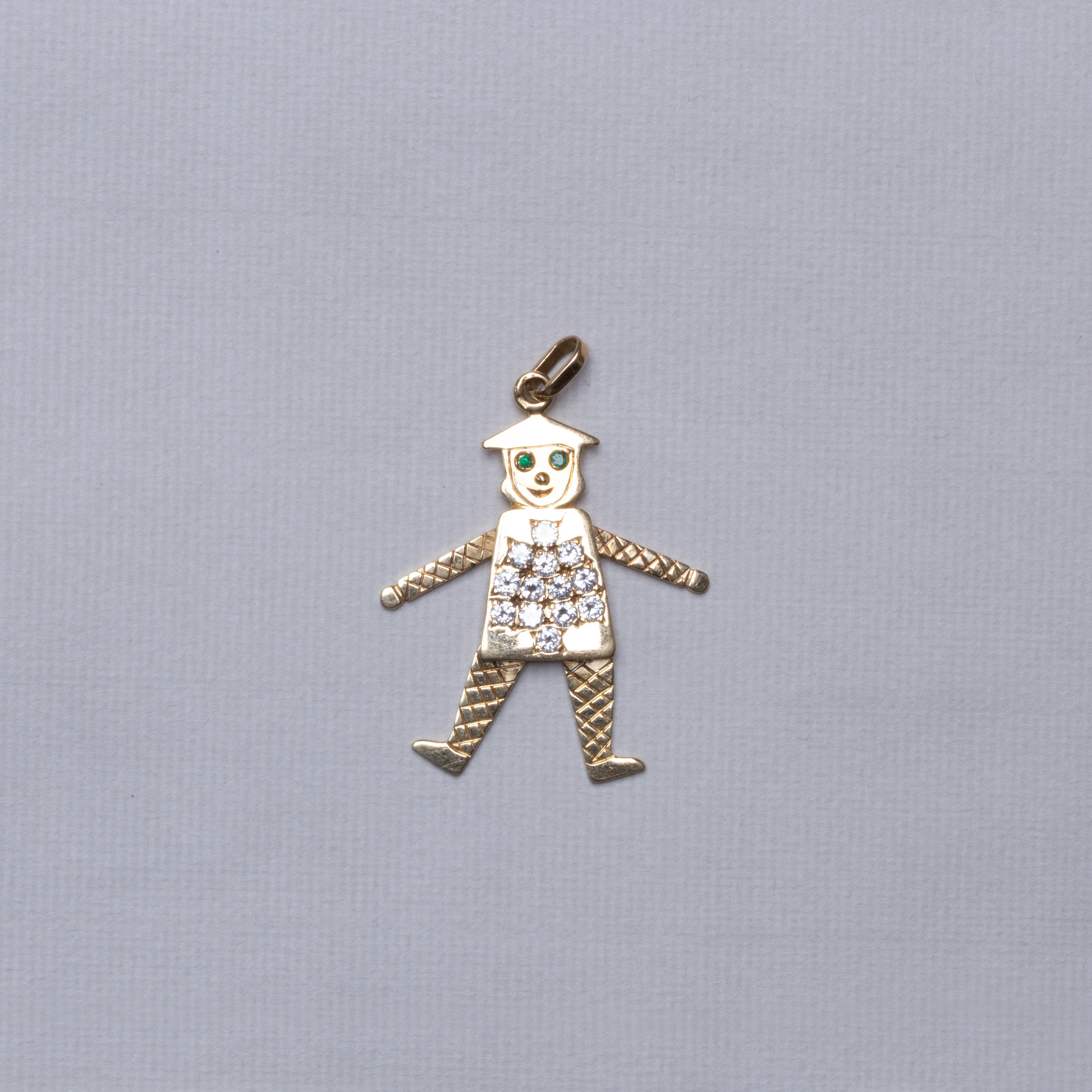 Vintage Diamond Studded Moving Charm with Emerald Eyes - Image 2