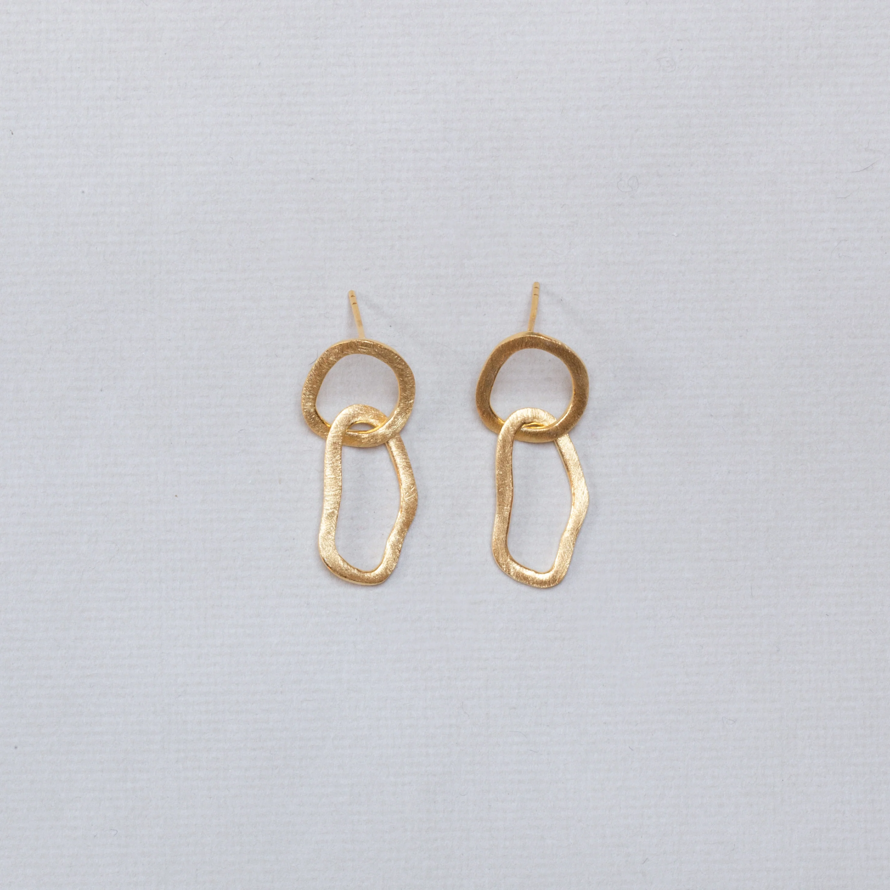 Double Oval Drop Stud Earrings - Image 3