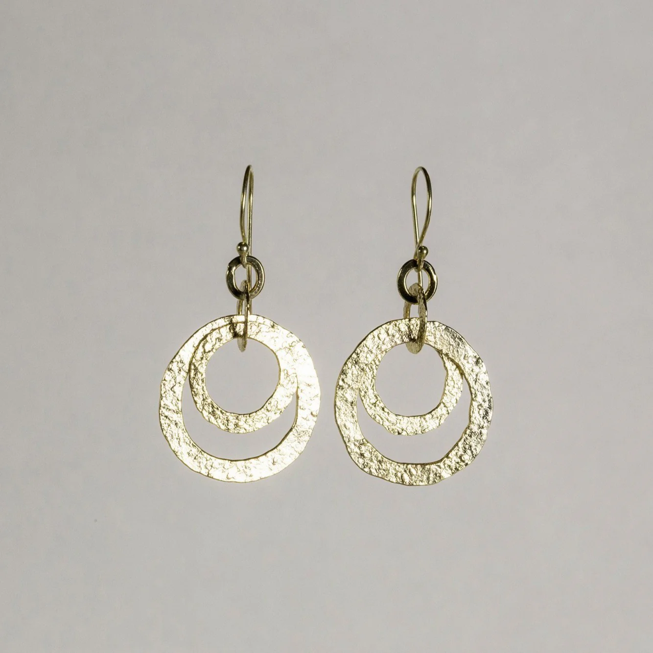 Double Textured Circles Drop Earrings