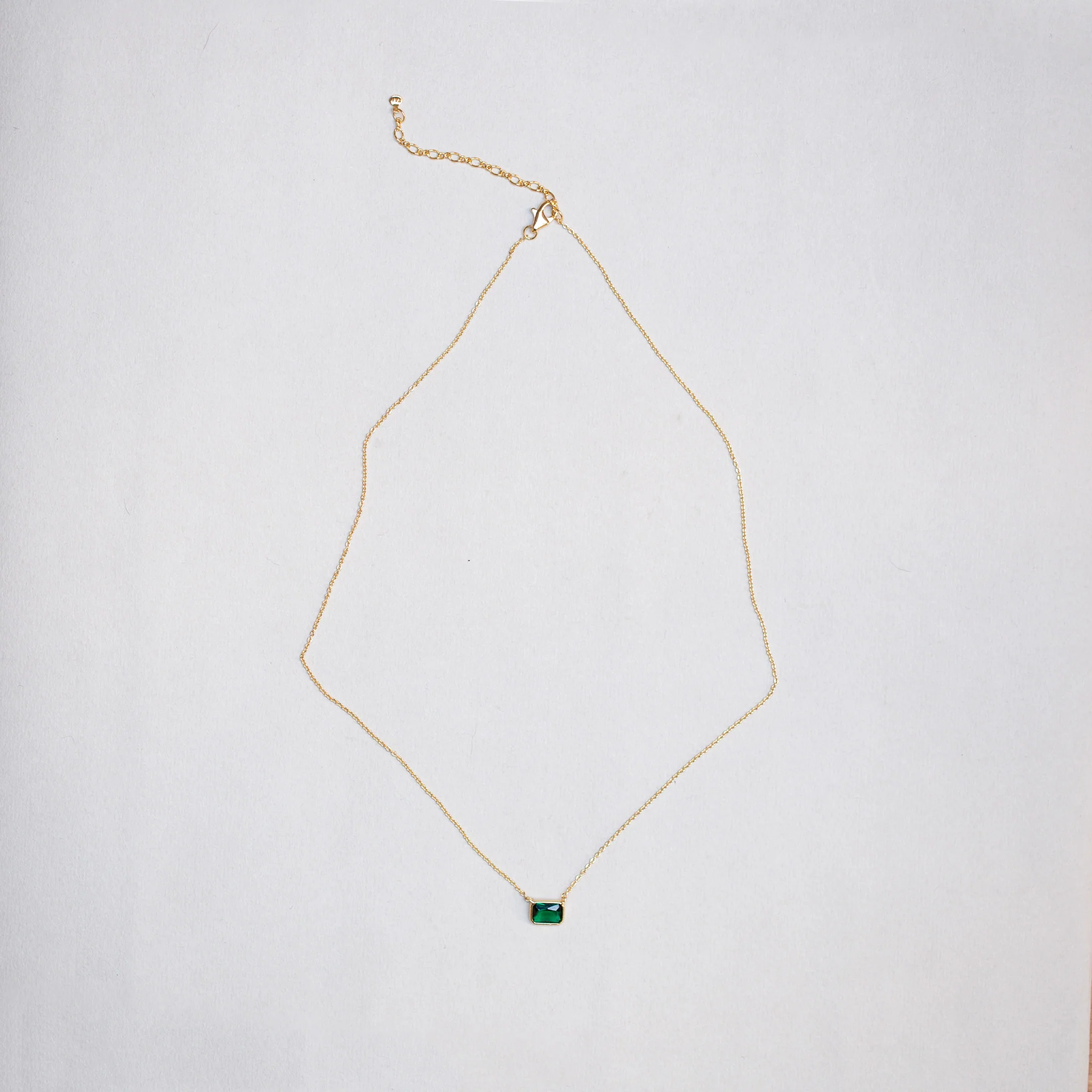 Gold-plated Necklace with Emerald Pendant - Image 2