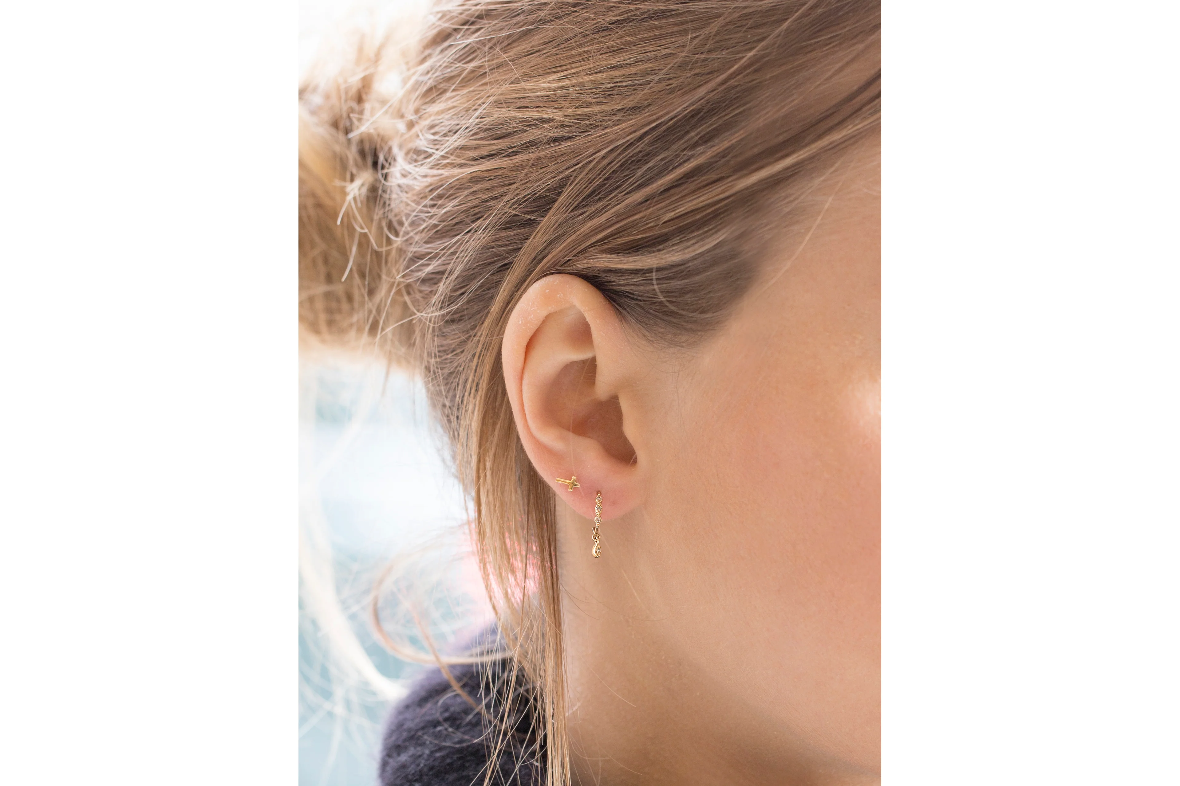 Eye Pendant Diamond Hoop Earrings - Image 4