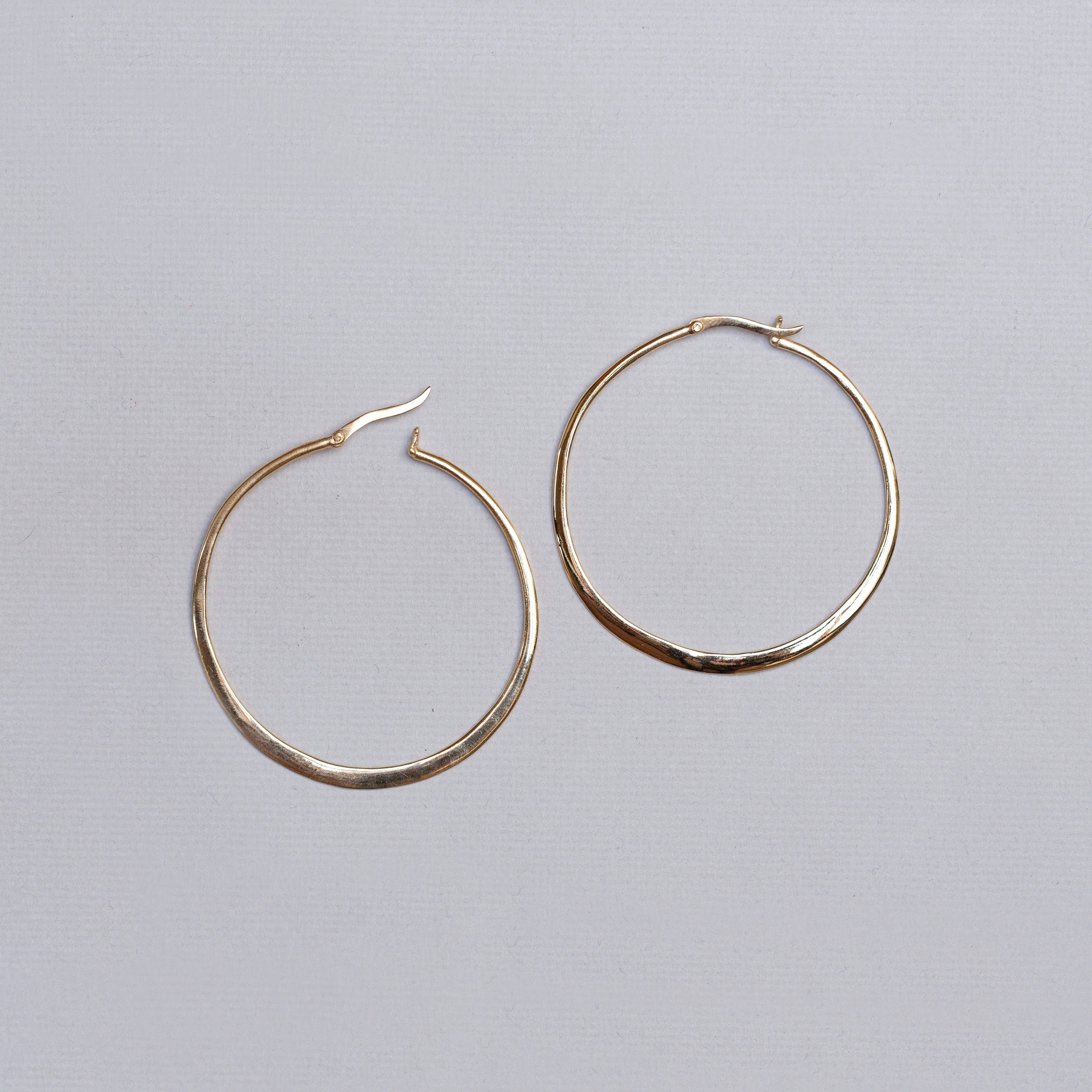 Flat Gold-plated Large Hoop Earrings - Image 2