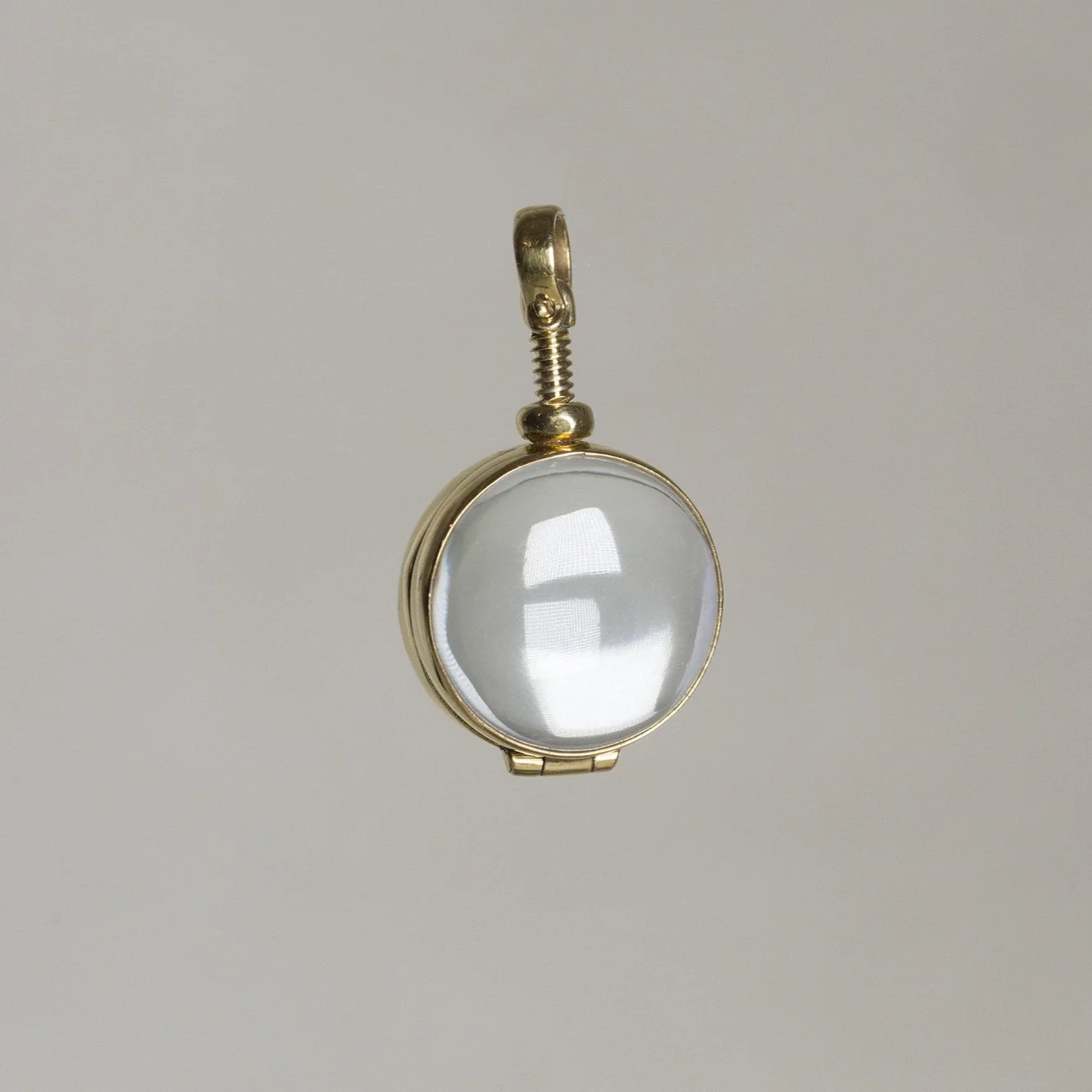 Round Glass Cabochon Gold Plated Locket Pendant