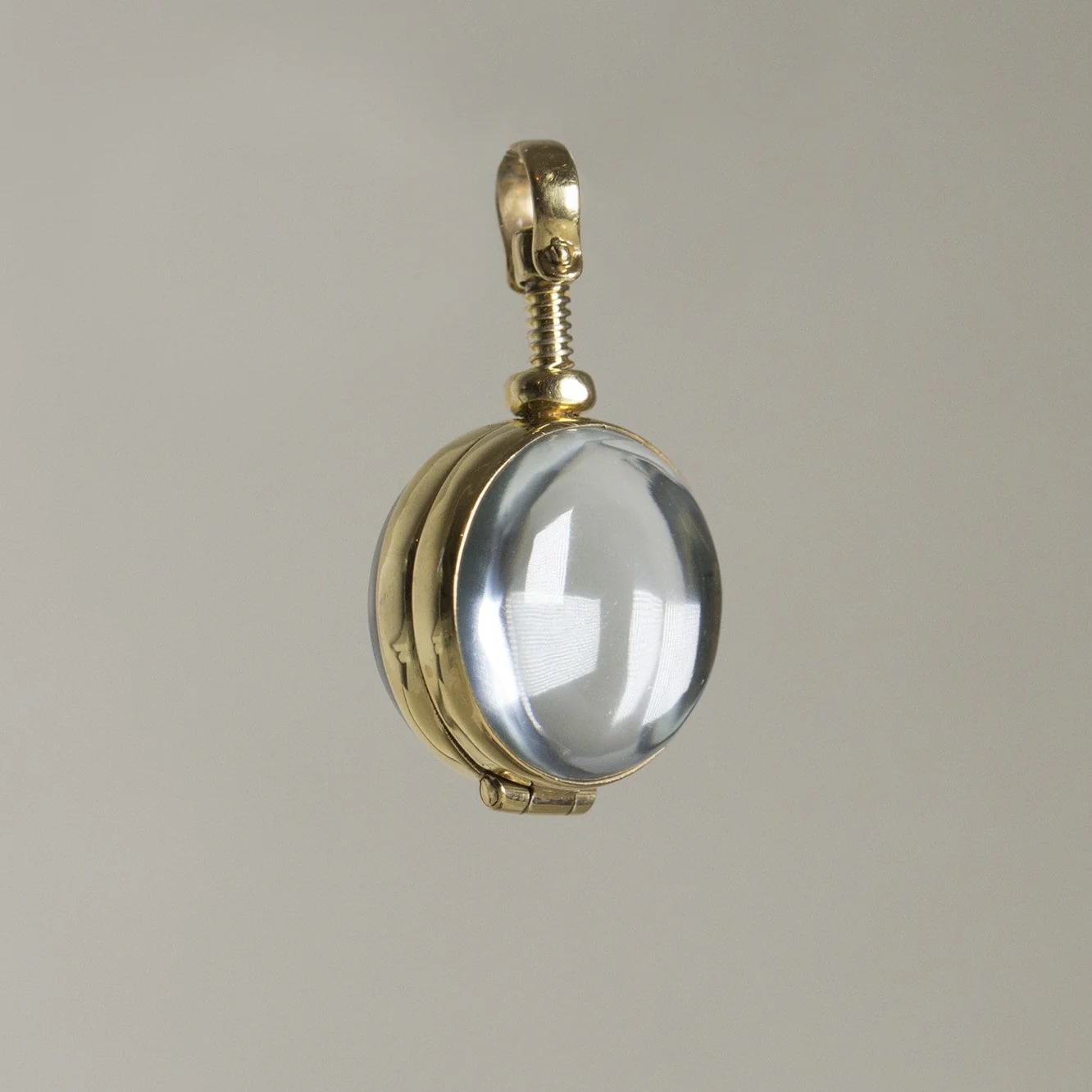 Round Glass Cabochon Gold Plated Locket Pendant - Image 2
