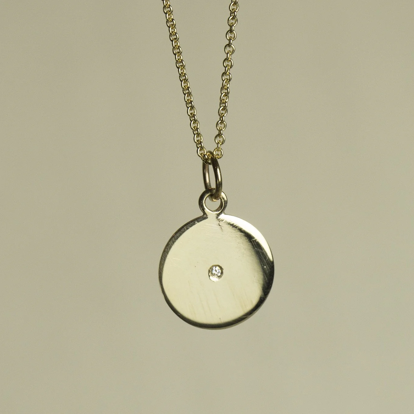 Gold and Diamond Disc Necklace