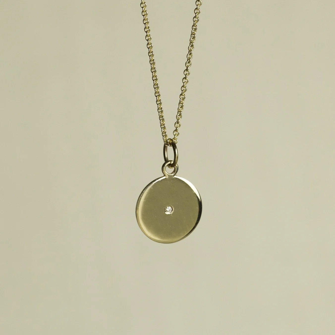 Gold and Diamond Disc Necklace - Image 2