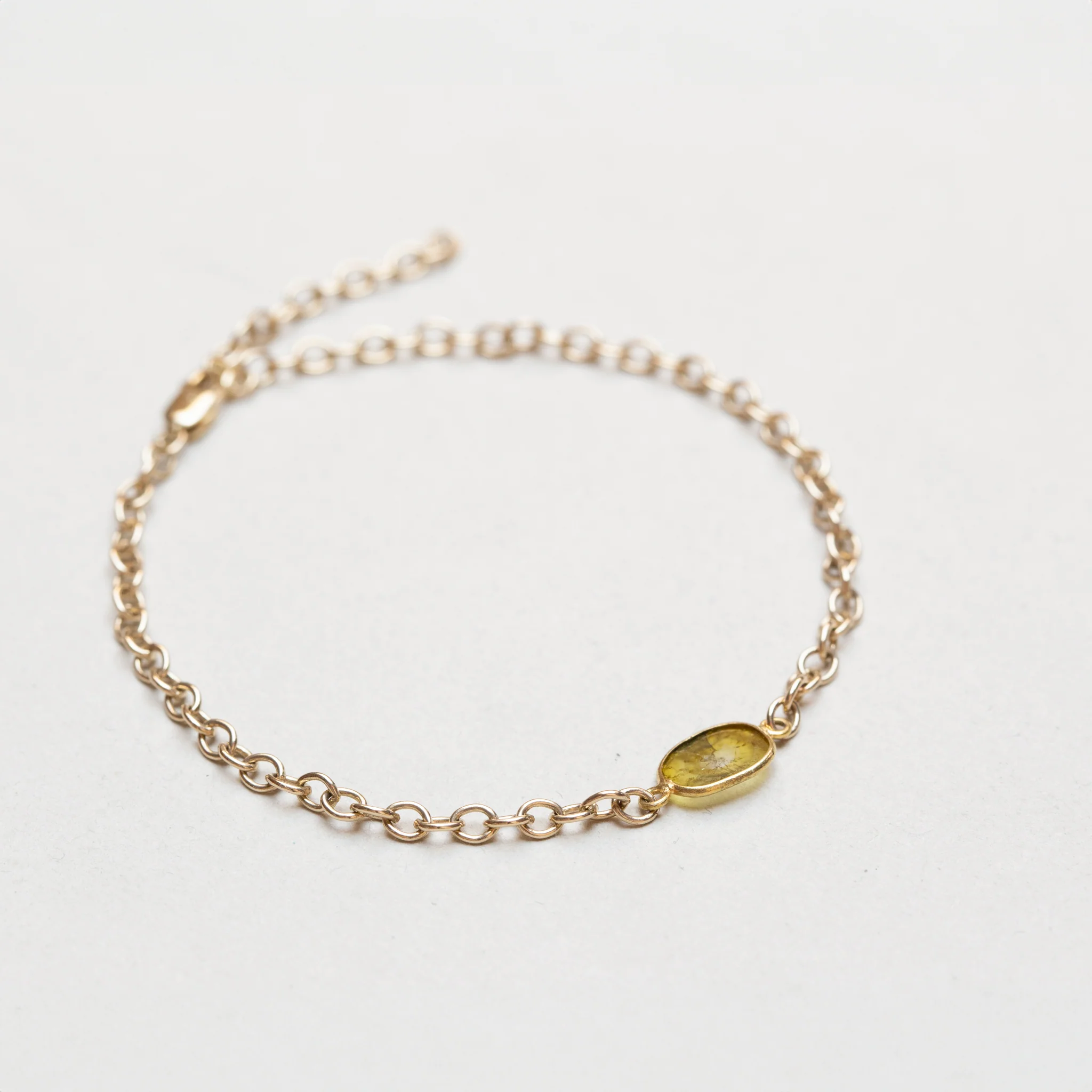 Gold Chain Bracelet with Sliced Diamond