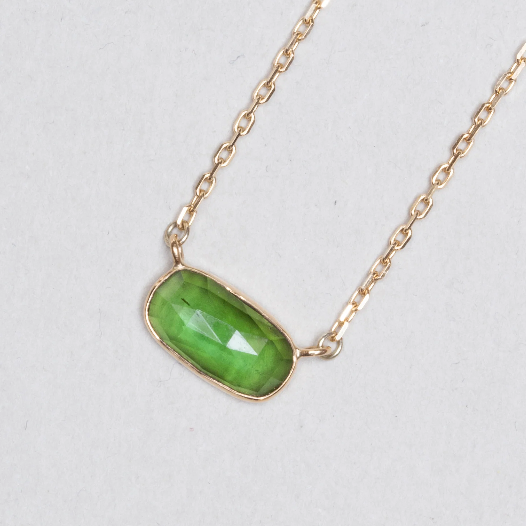 Gold Chain Necklace with Green Tourmaline - Image 3