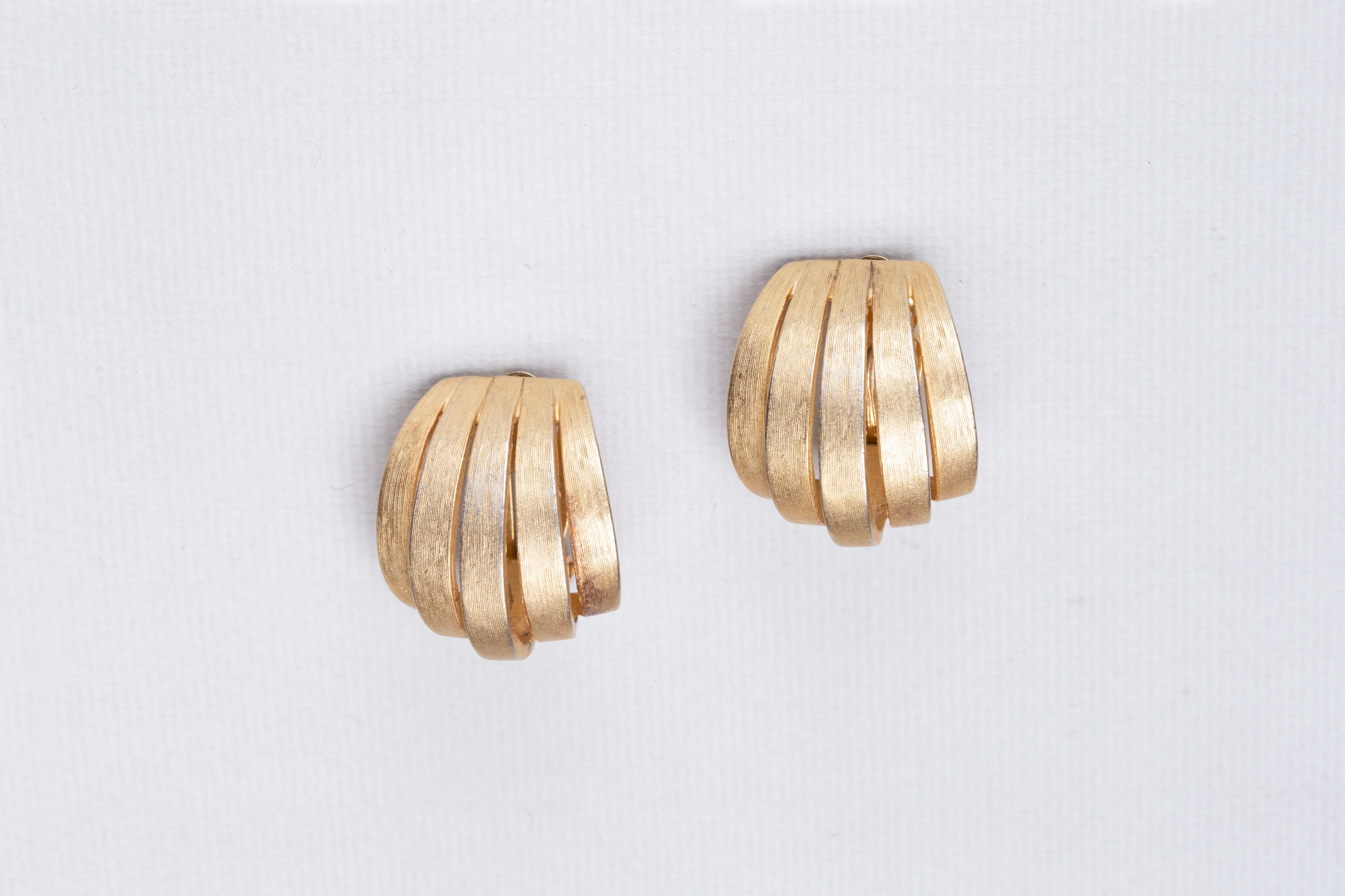 Gold Multiple Strip Clip-on Earrings - Image 2