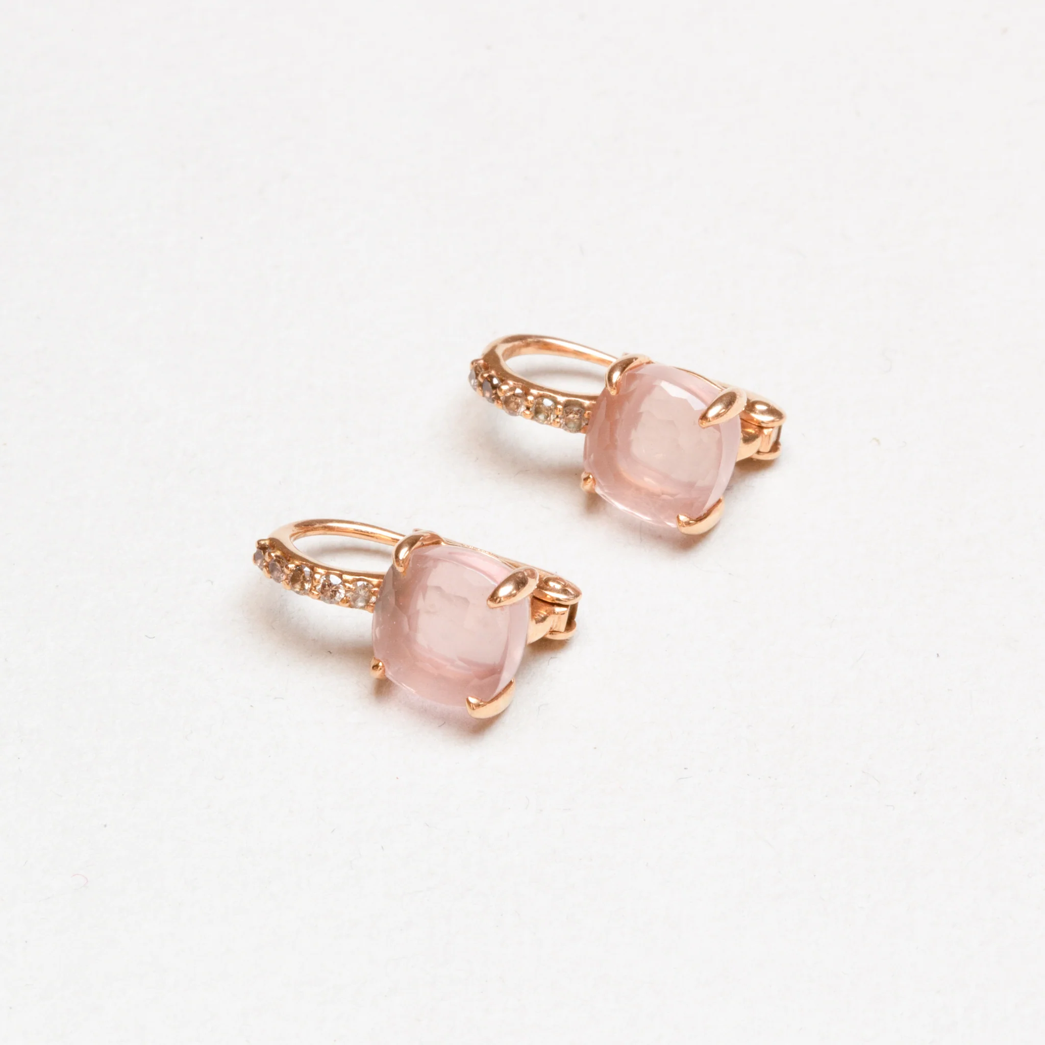 Vintage Gold Diamond Earrings with Pink Tourmaline