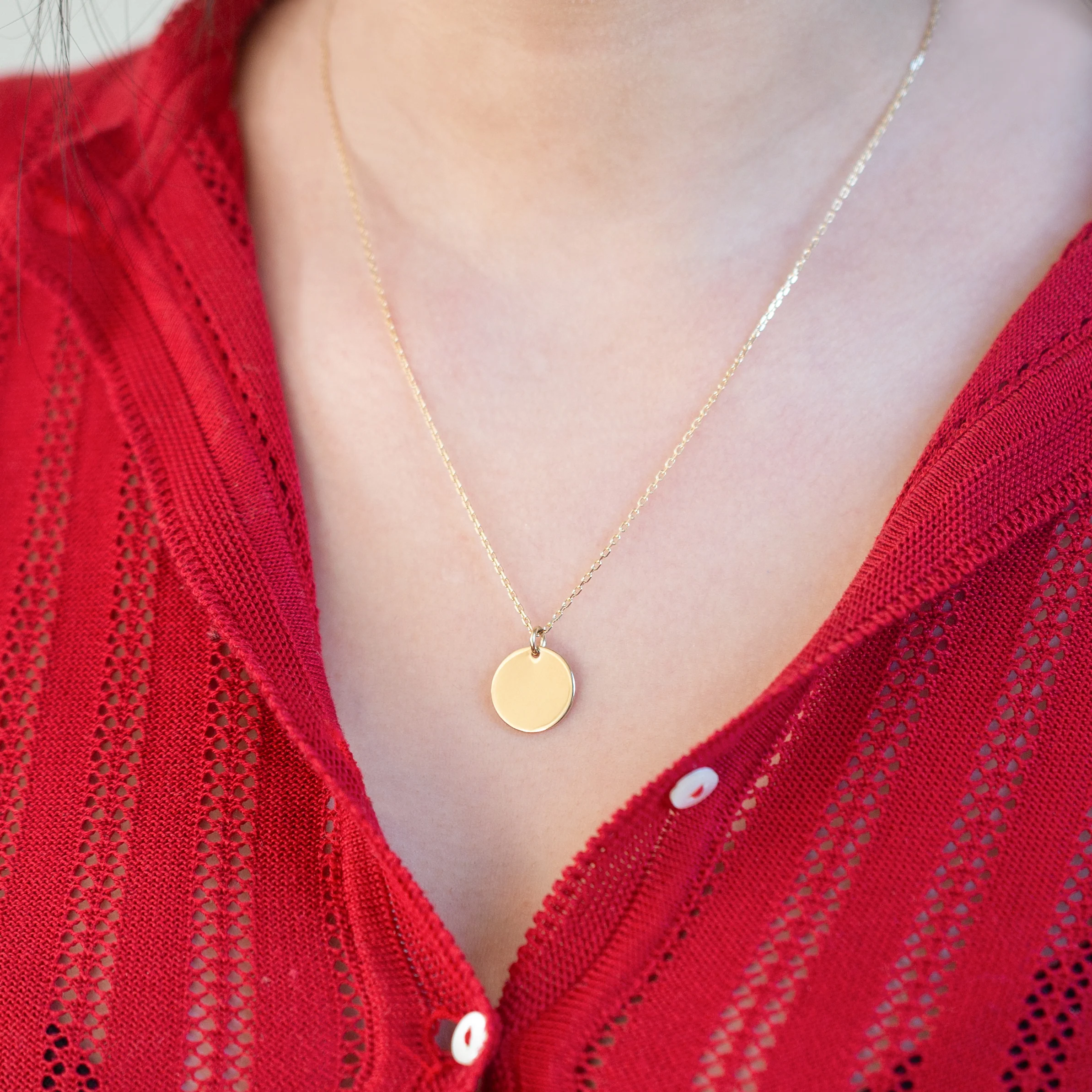 9ct Gold Disc Pendant Charm (Medium) - Image 2