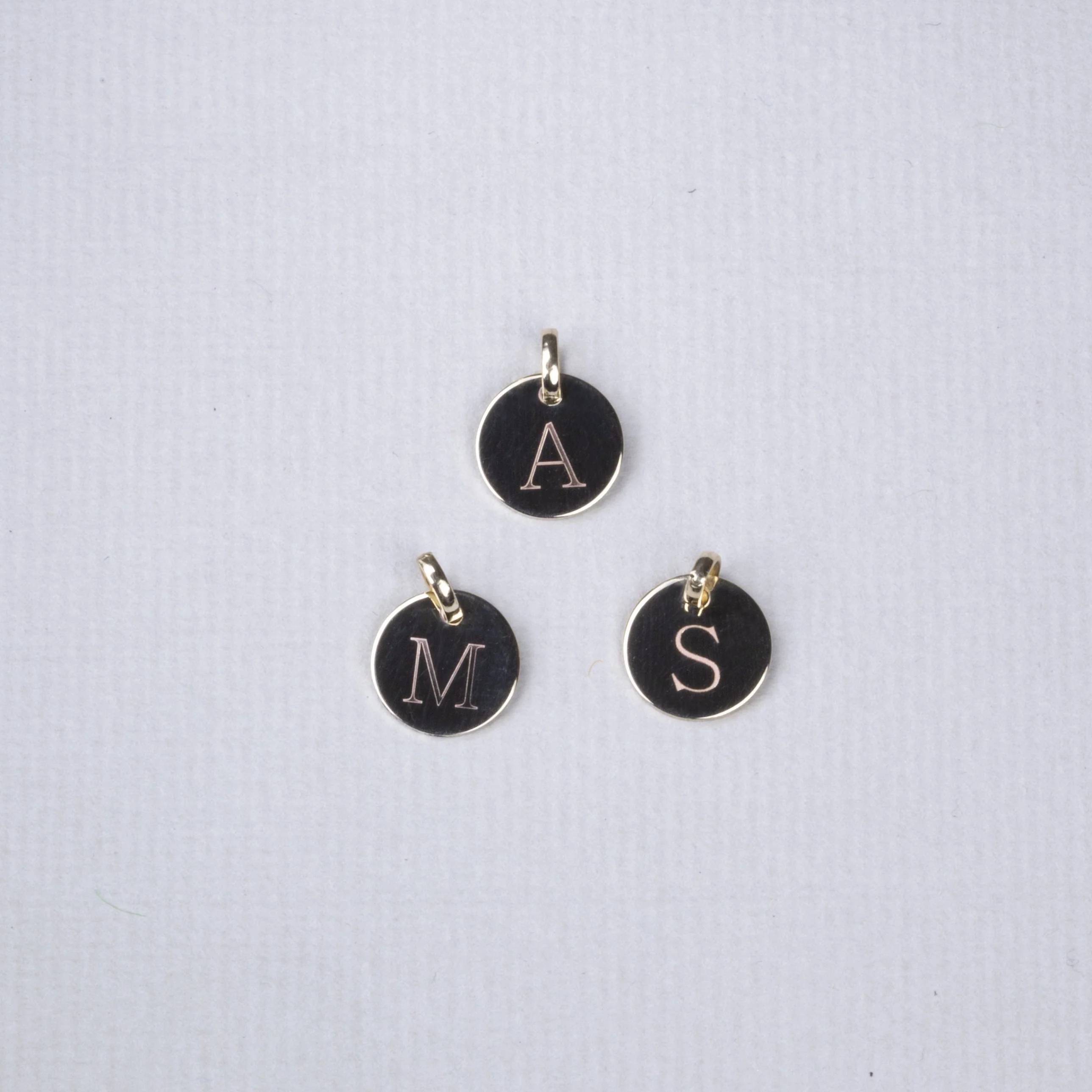 Gold Letter Disc Charm Pendant - Image 2