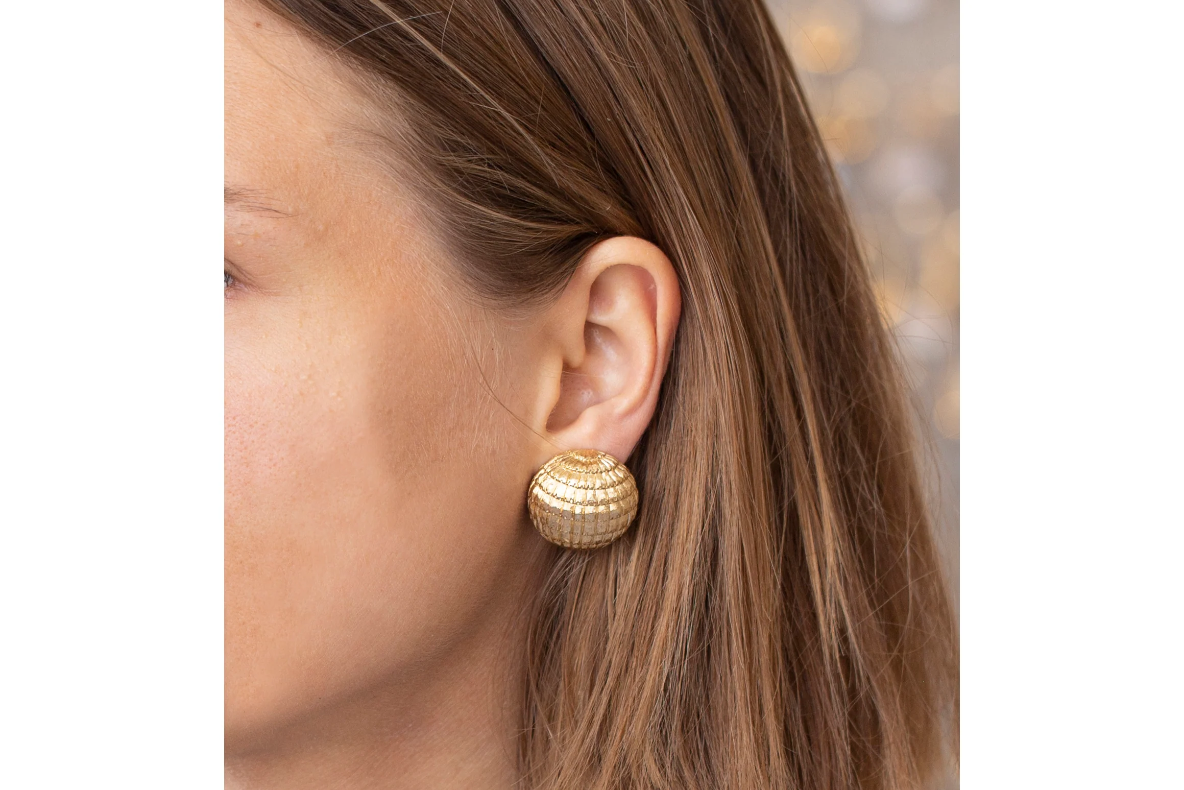 Gold Dome Clip-on Earrings - Image 3