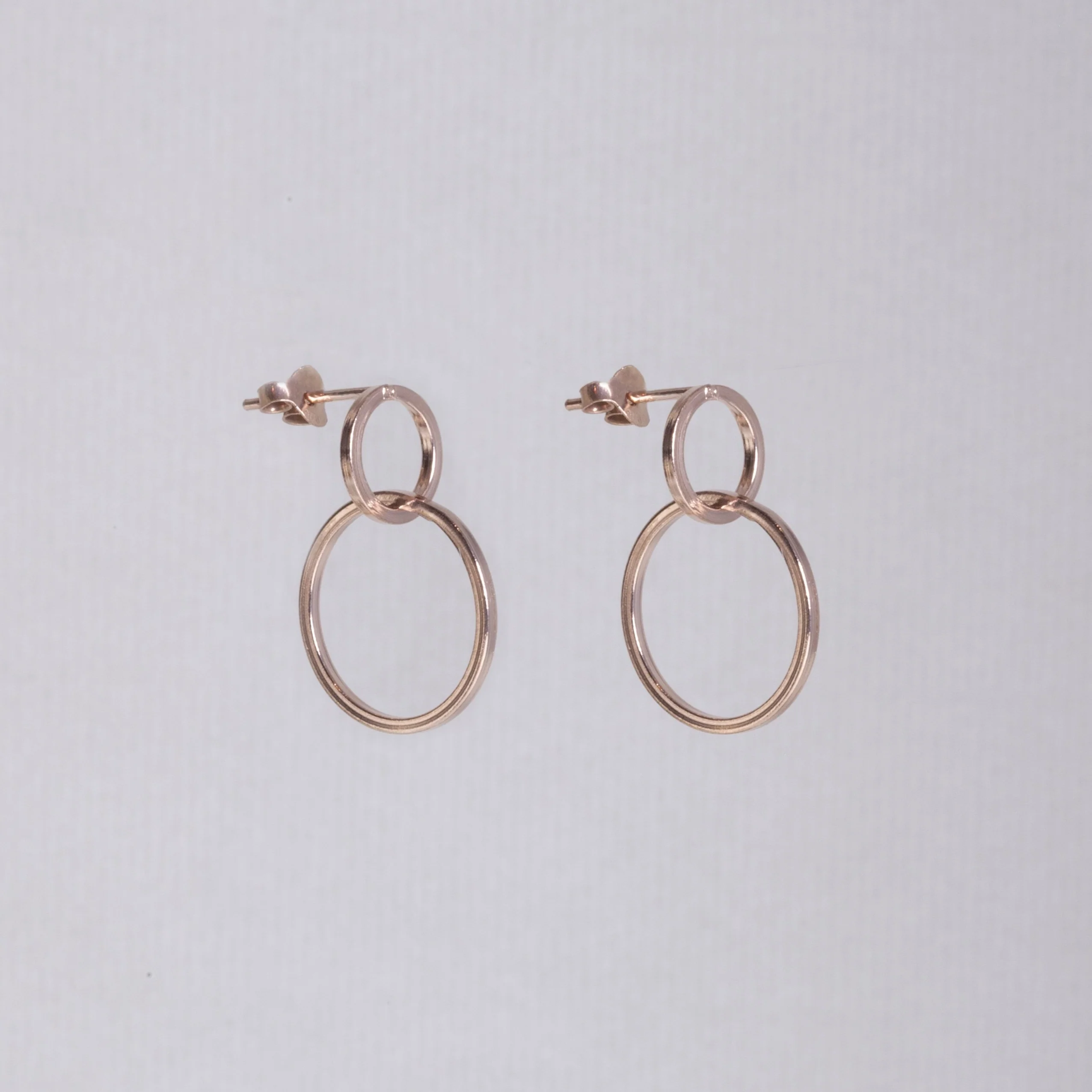 Double Circle Drop Stud Earrings - Image 4