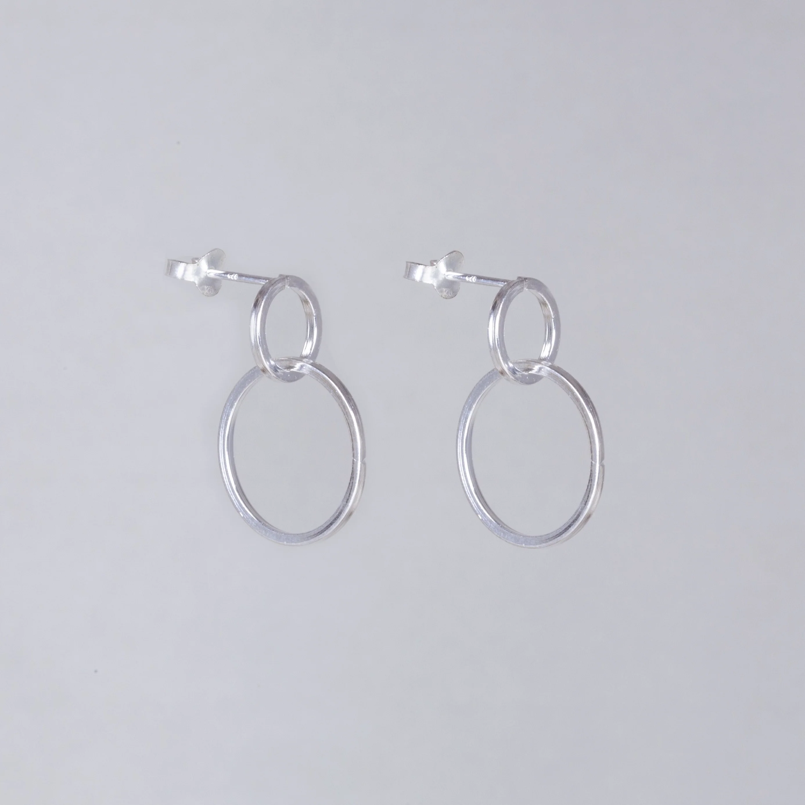 Double Circle Drop Stud Earrings - Image 5