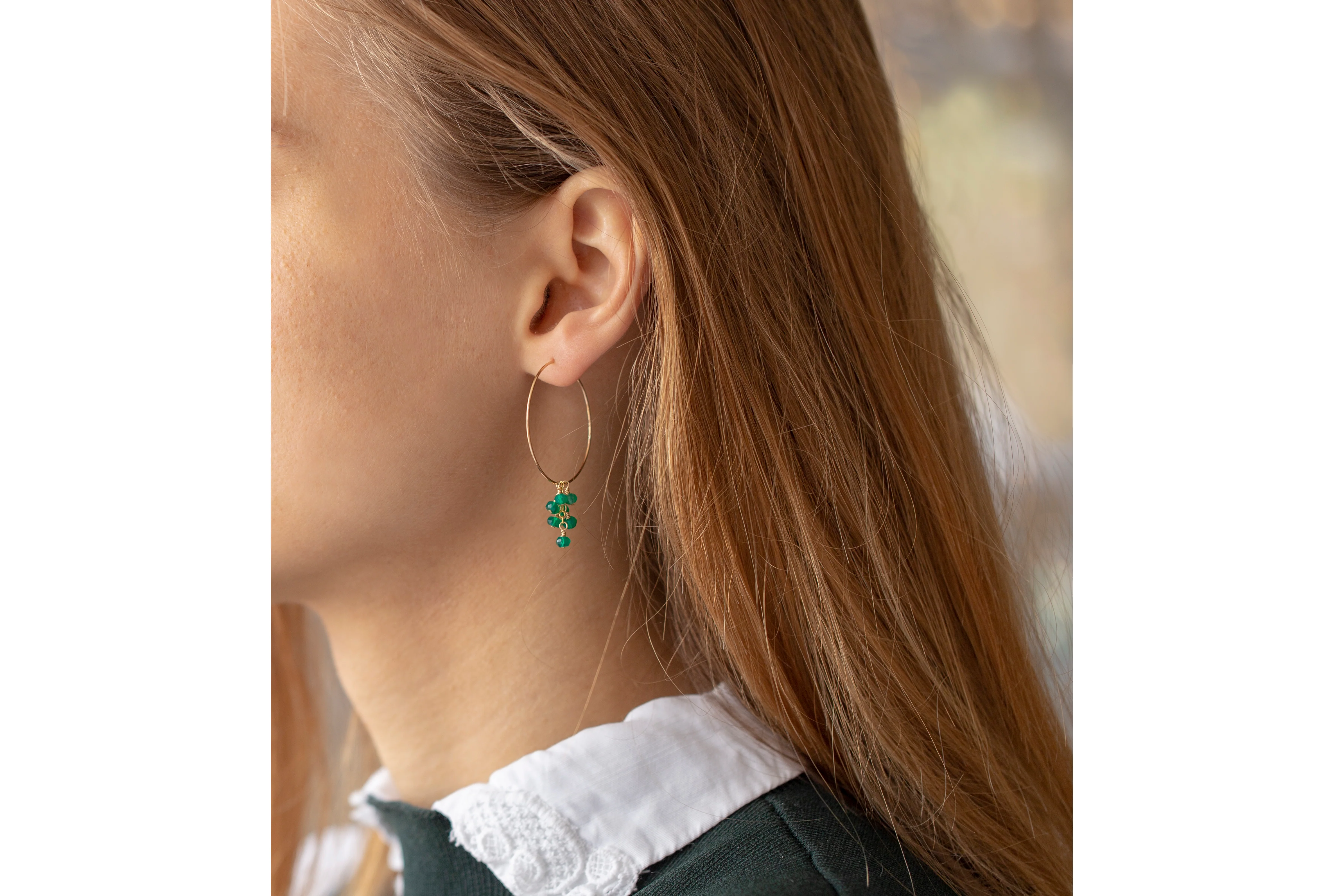 Gold Filled Hoops with Labradorite - Image 2